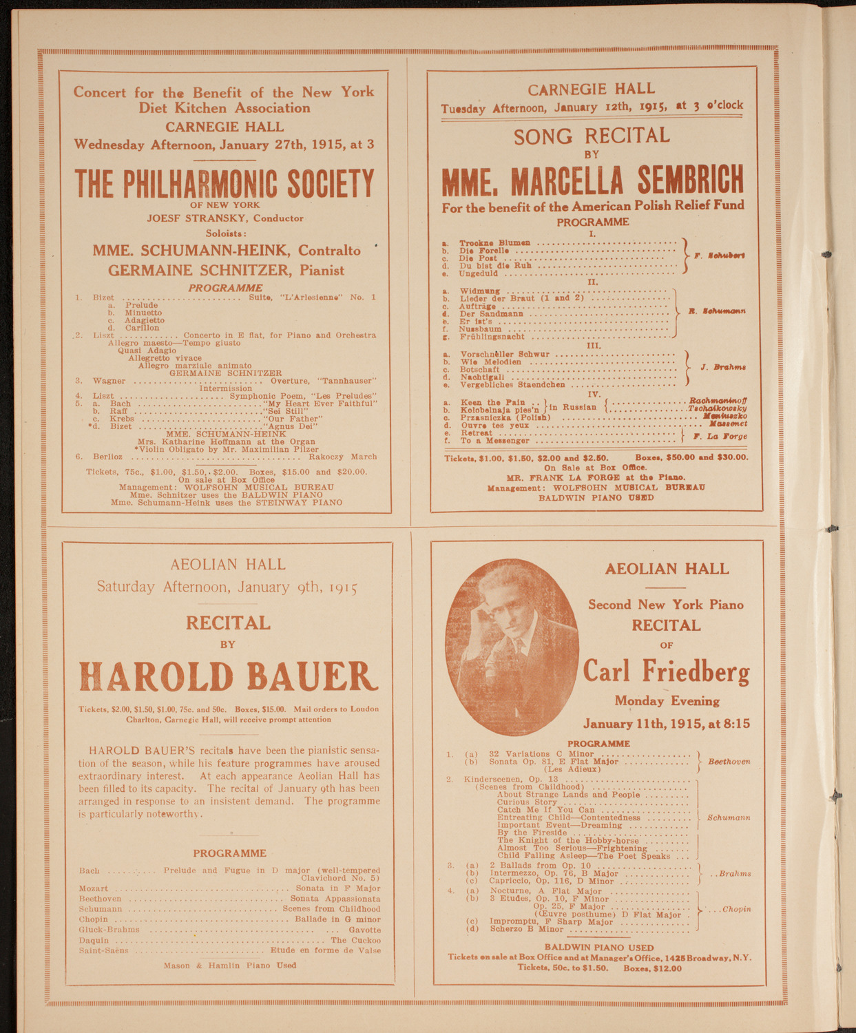 New York Philharmonic, January 8, 1915, program page 10