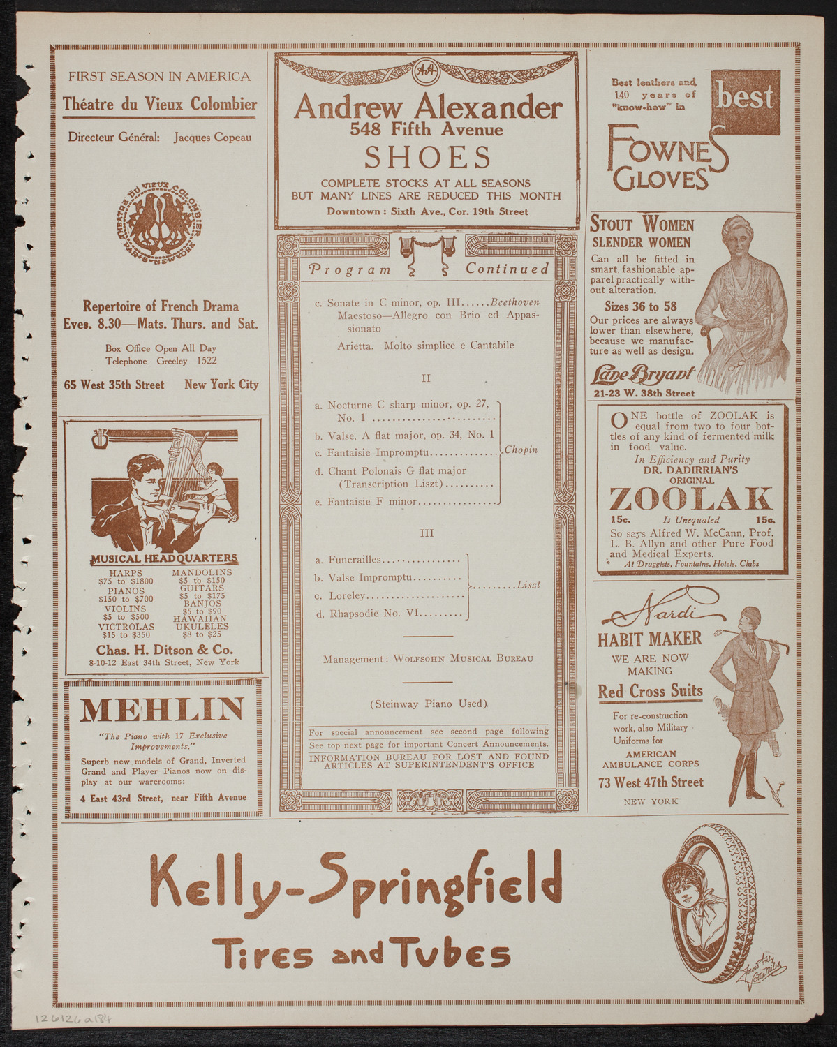 Josef Hofmann, Piano, January 26, 1918, program page 7