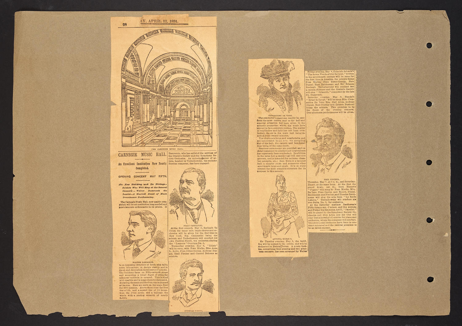 William Burnet Tuthill Scrapbook, page 6: Newspaper clipping, April 12, 1891