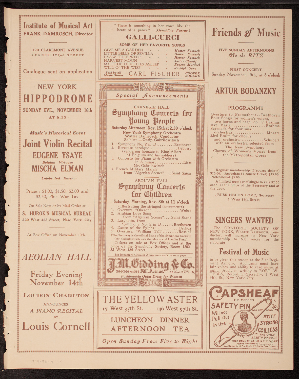 Sophie Braslau, Contralto, November 9, 1919, program page 9