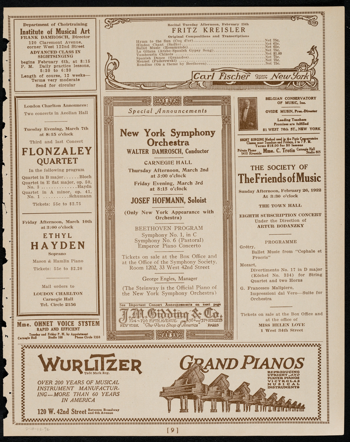 Rene Benedetti, Violin, February 20, 1922, program page 9