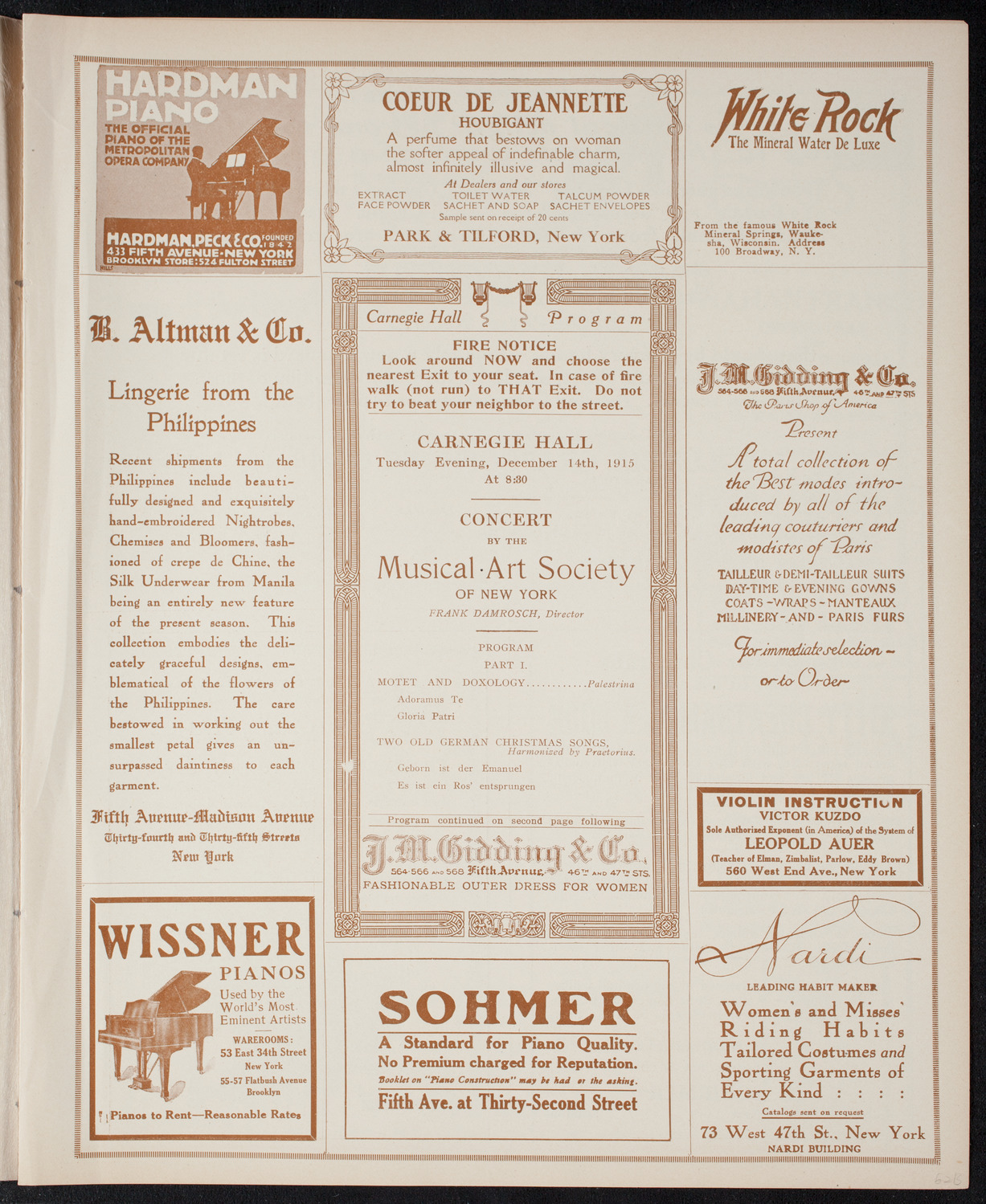 Musical Art Society of New York, December 14, 1915, program page 5