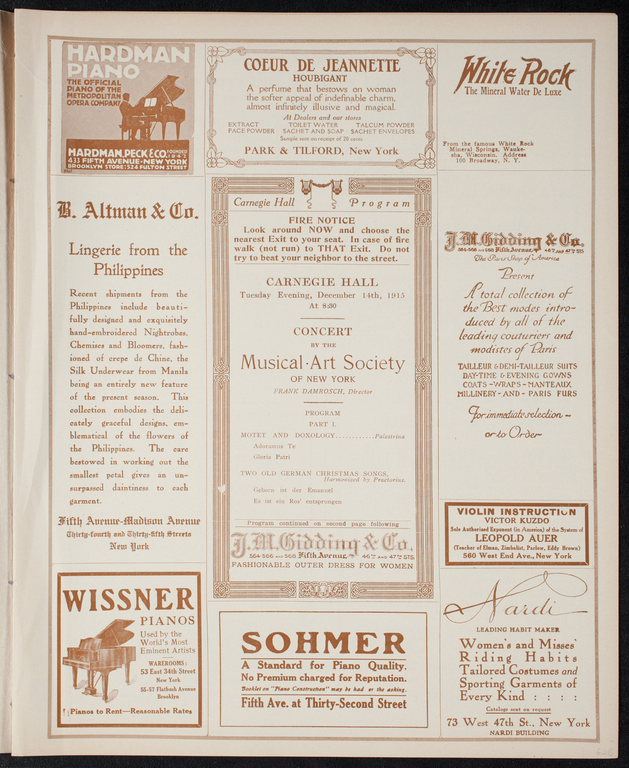 Musical Art Society of New York, December 14, 1915, program page 5