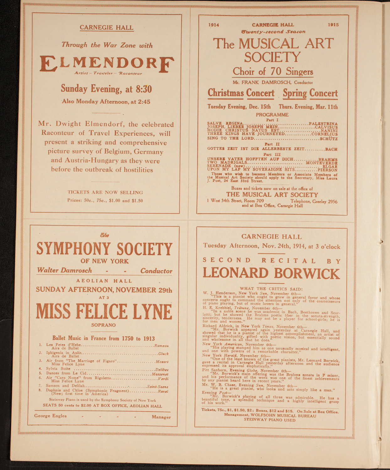 New York Philharmonic, November 20, 1914, program page 8