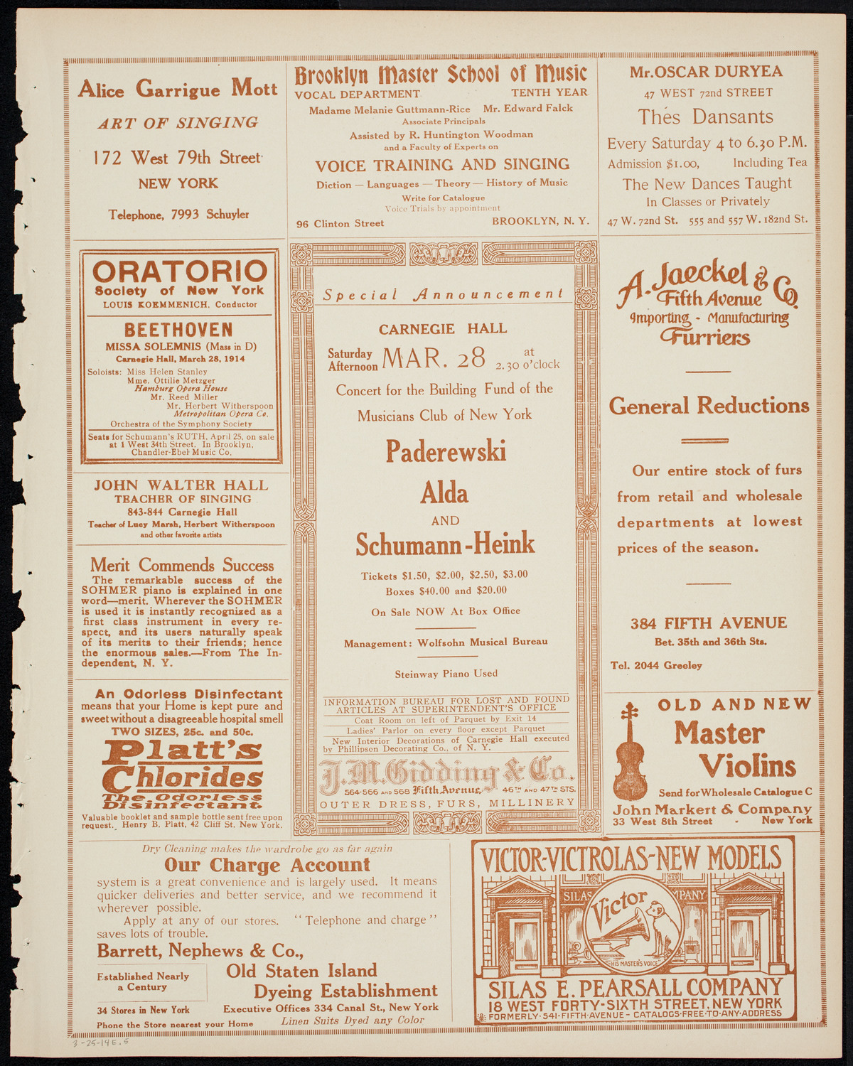 Francis MacMillen, Violin, March 25, 1914, program page 9