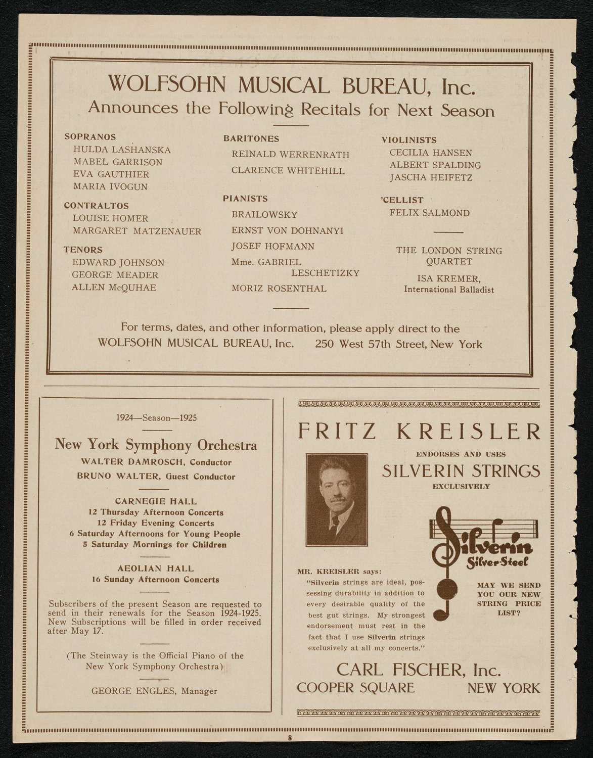 Ceremony of a Public Expression of Italian-American Unity, May 20, 1924, program page 8