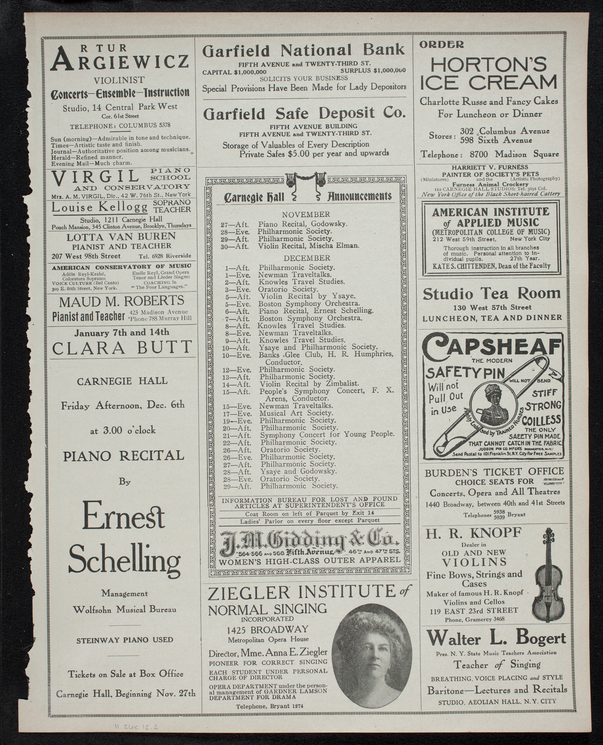 Volpe Symphony Society of New York, November 26, 1912, program page 3