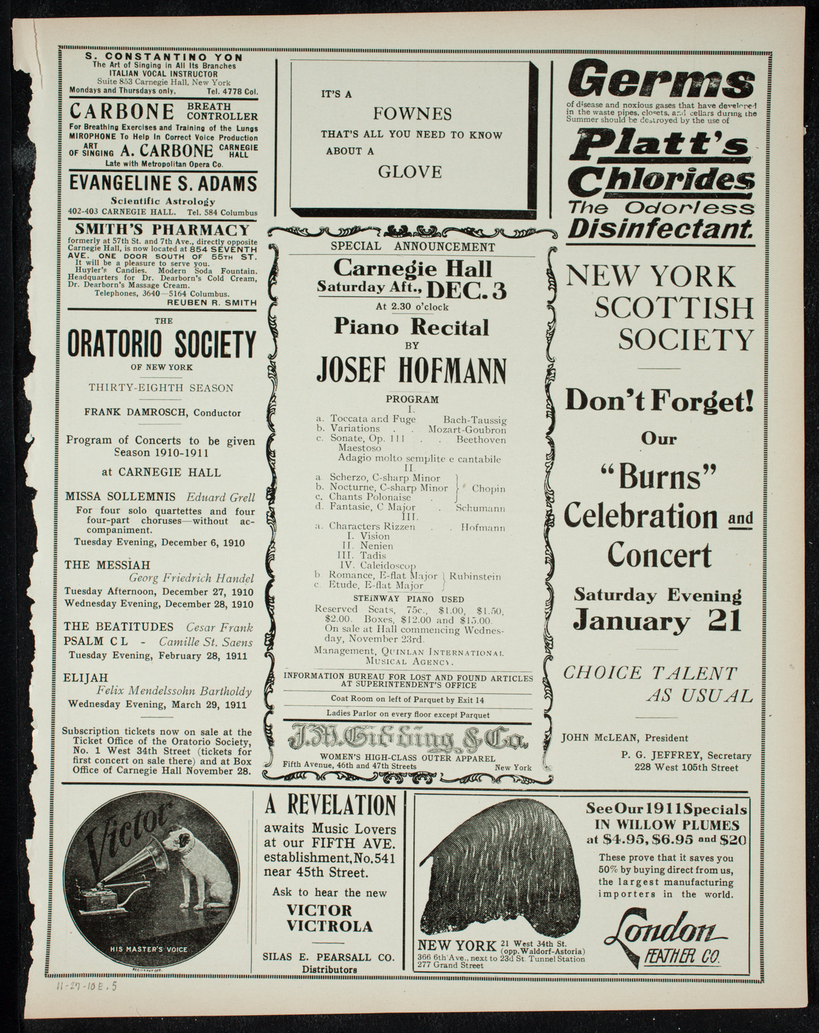 Elmendorf Lecture: Vienna, November 27, 1910, program page 9