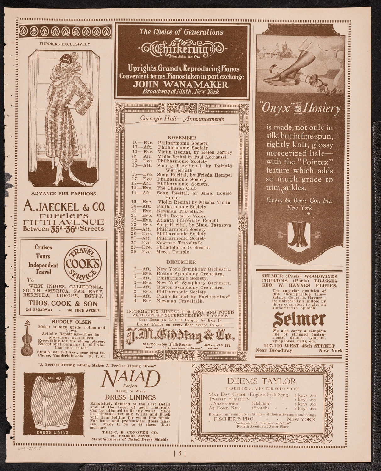 Giuseppe Danise, Baritone, November 9, 1921, program page 3