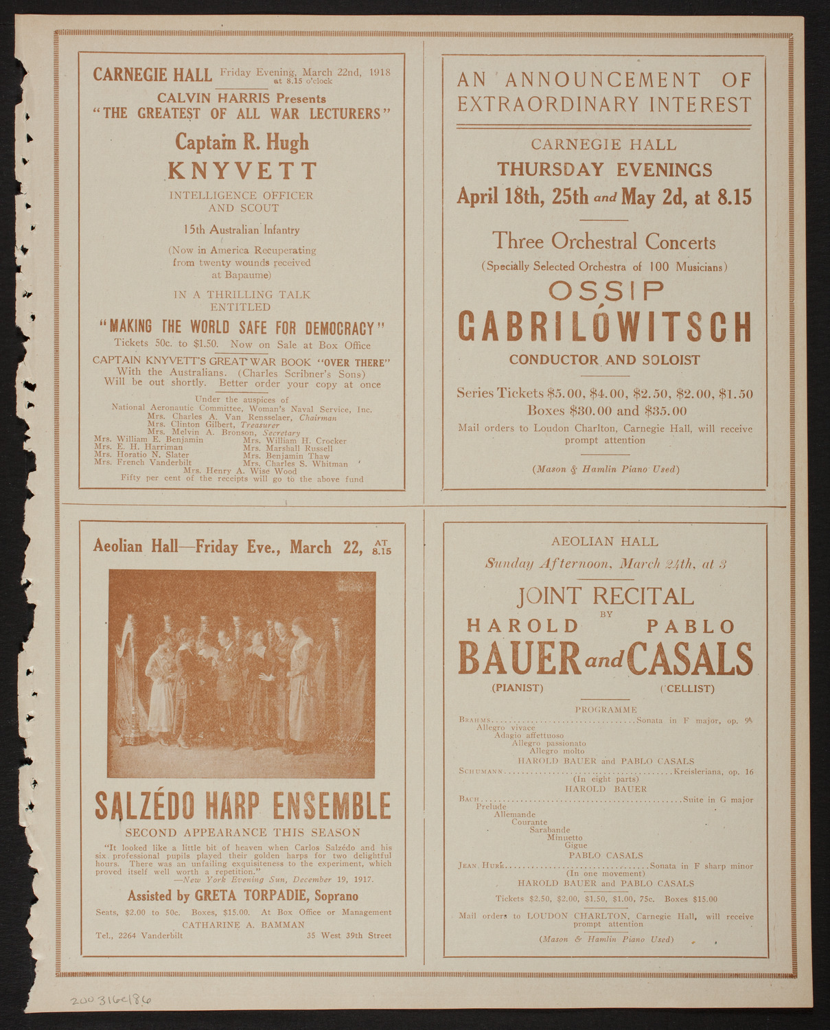 New York Symphony Orchestra, March 16, 1918, program page 11