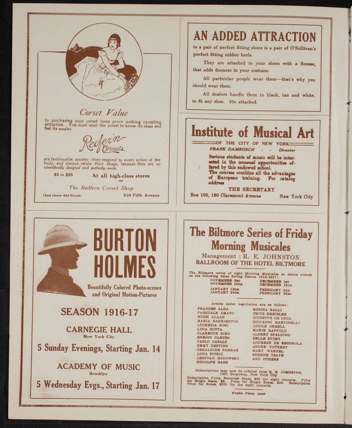 Marie Rappold, Soprano, April 28, 1916, program page 2