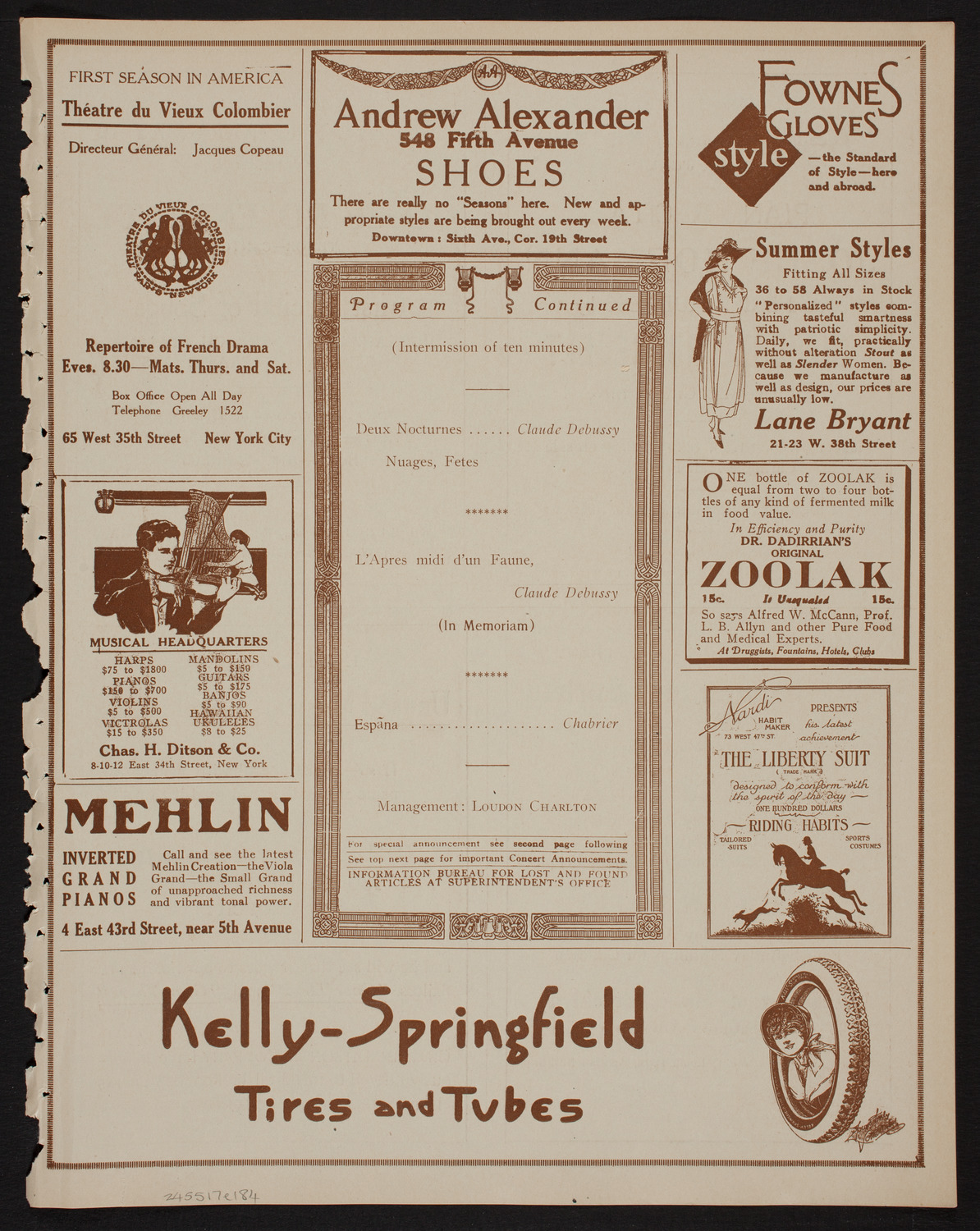 Nikolai Sokoloff Orchestral Concert, May 17, 1918, program page 7