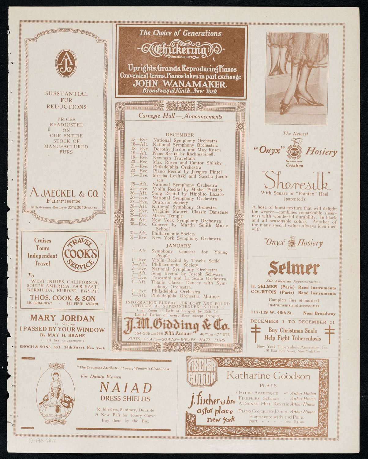 New York Philharmonic: Beethoven Festival, December 17, 1920, program page 3