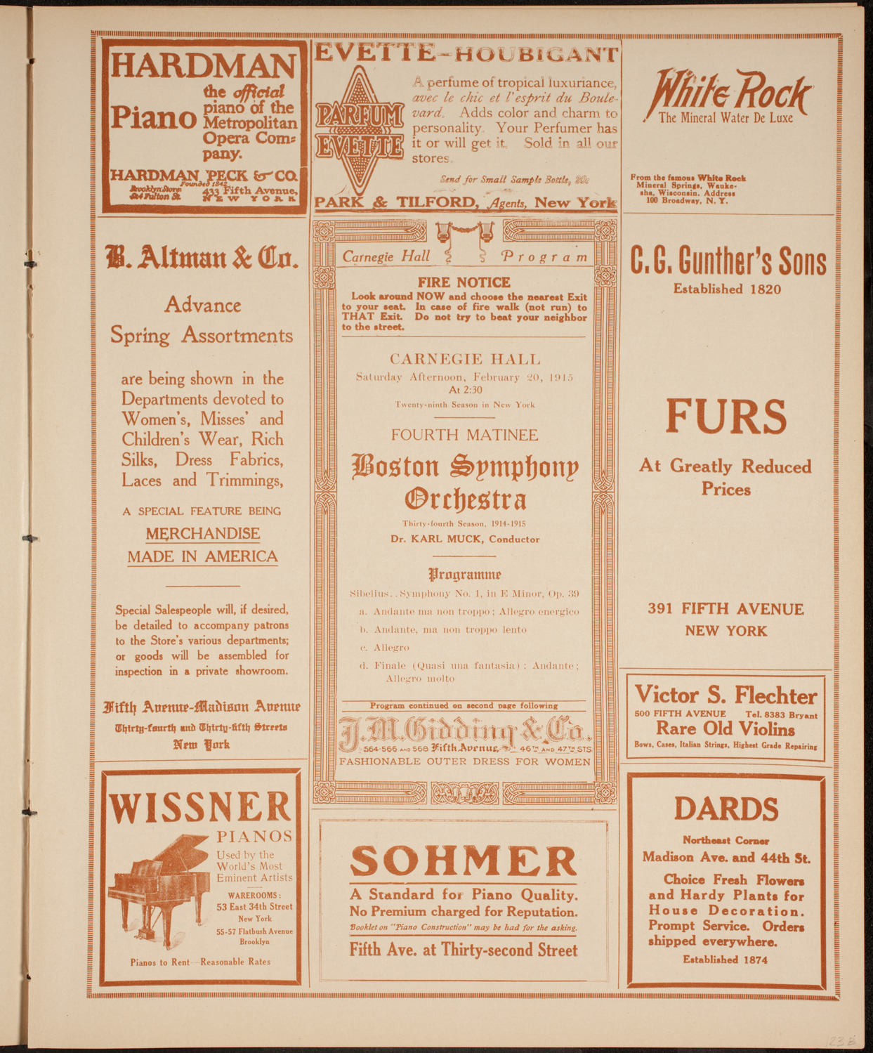 Boston Symphony Orchestra, February 20, 1915, program page 5