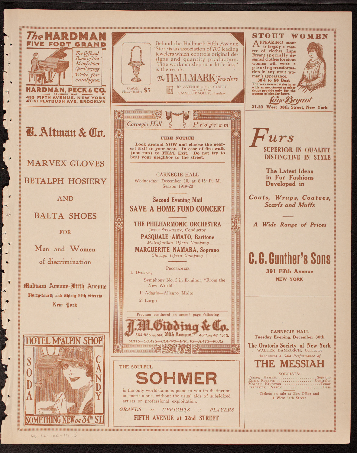 Evening Mail Save-A-Home Fund Concert: New York Philharmonic, December 10, 1919, program page 5
