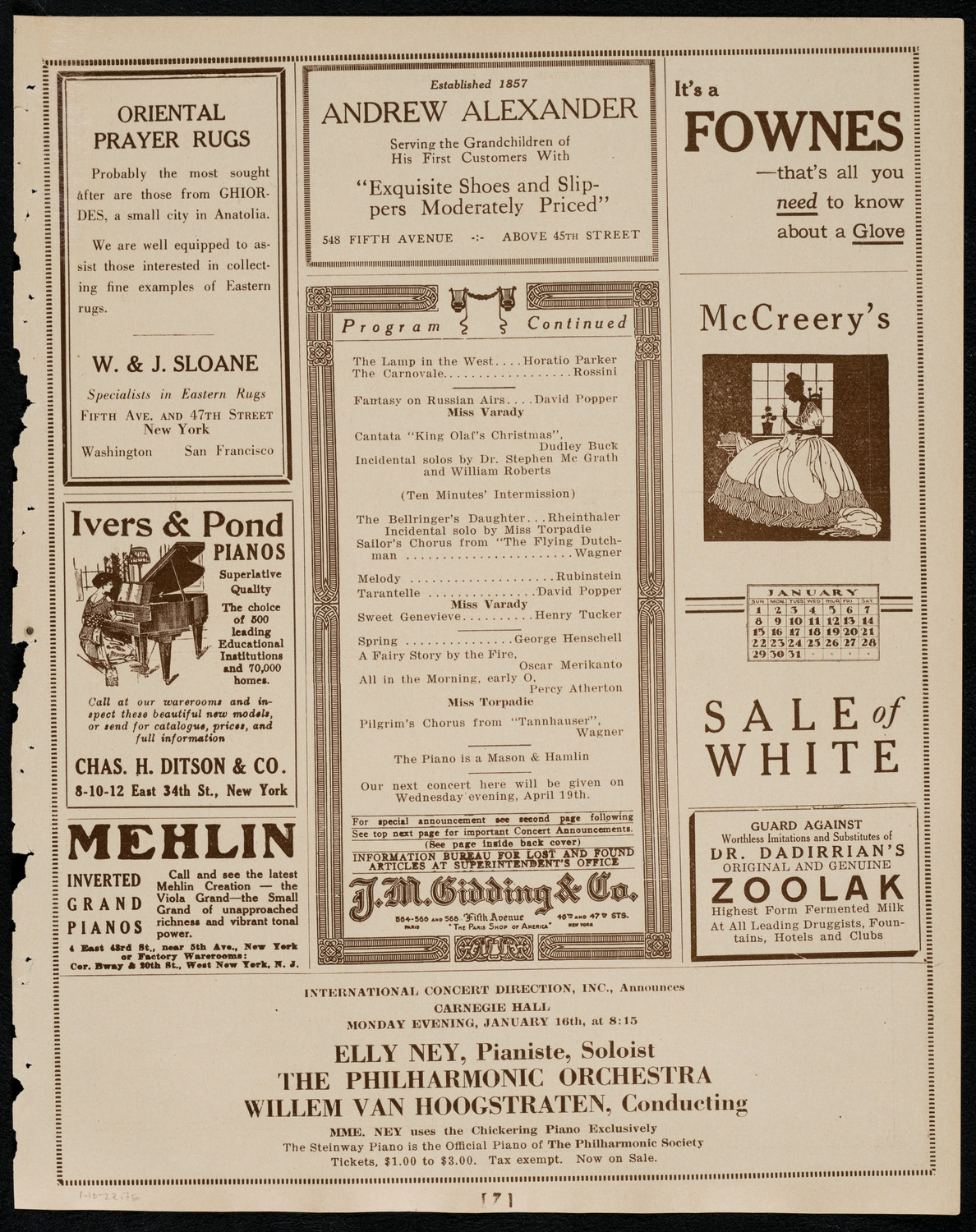 New York Banks' Glee Club, January 10, 1922, program page 7