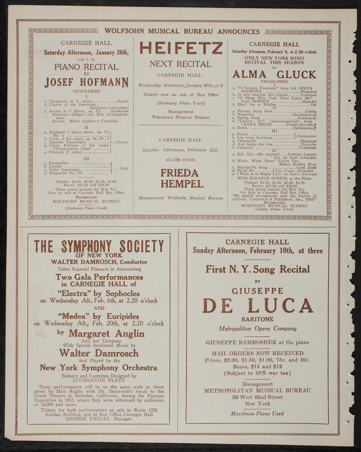 Home Symphony Concert: New York Philharmonic, January 23, 1918, program page 8