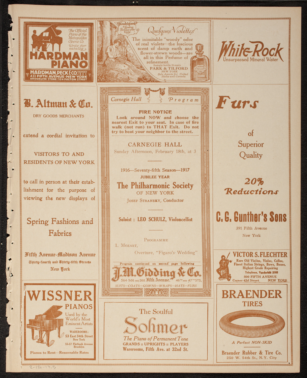 New York Philharmonic, February 18, 1917, program page 5