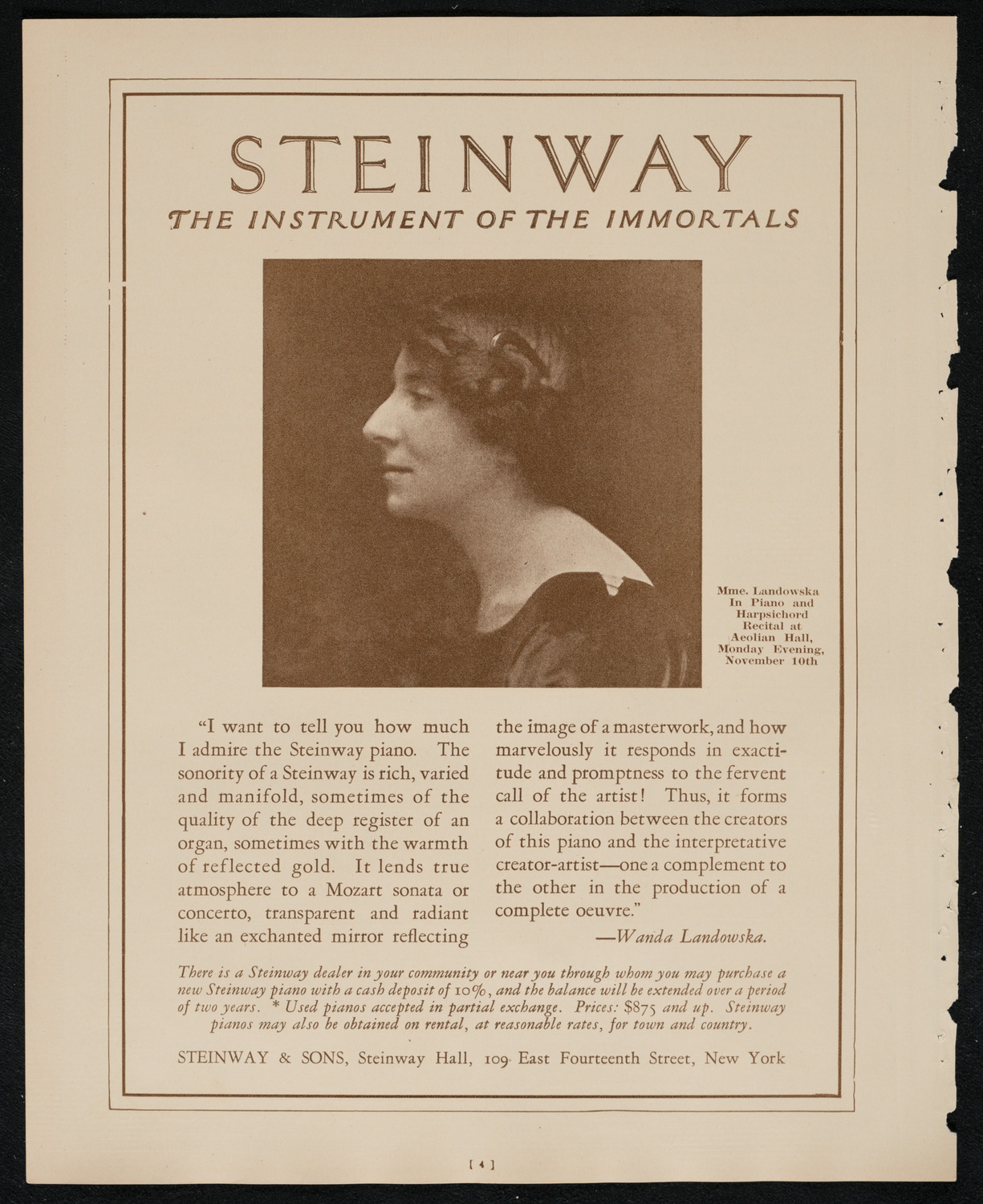 Reinald Werrenrath, Baritone, November 9, 1924, program page 4