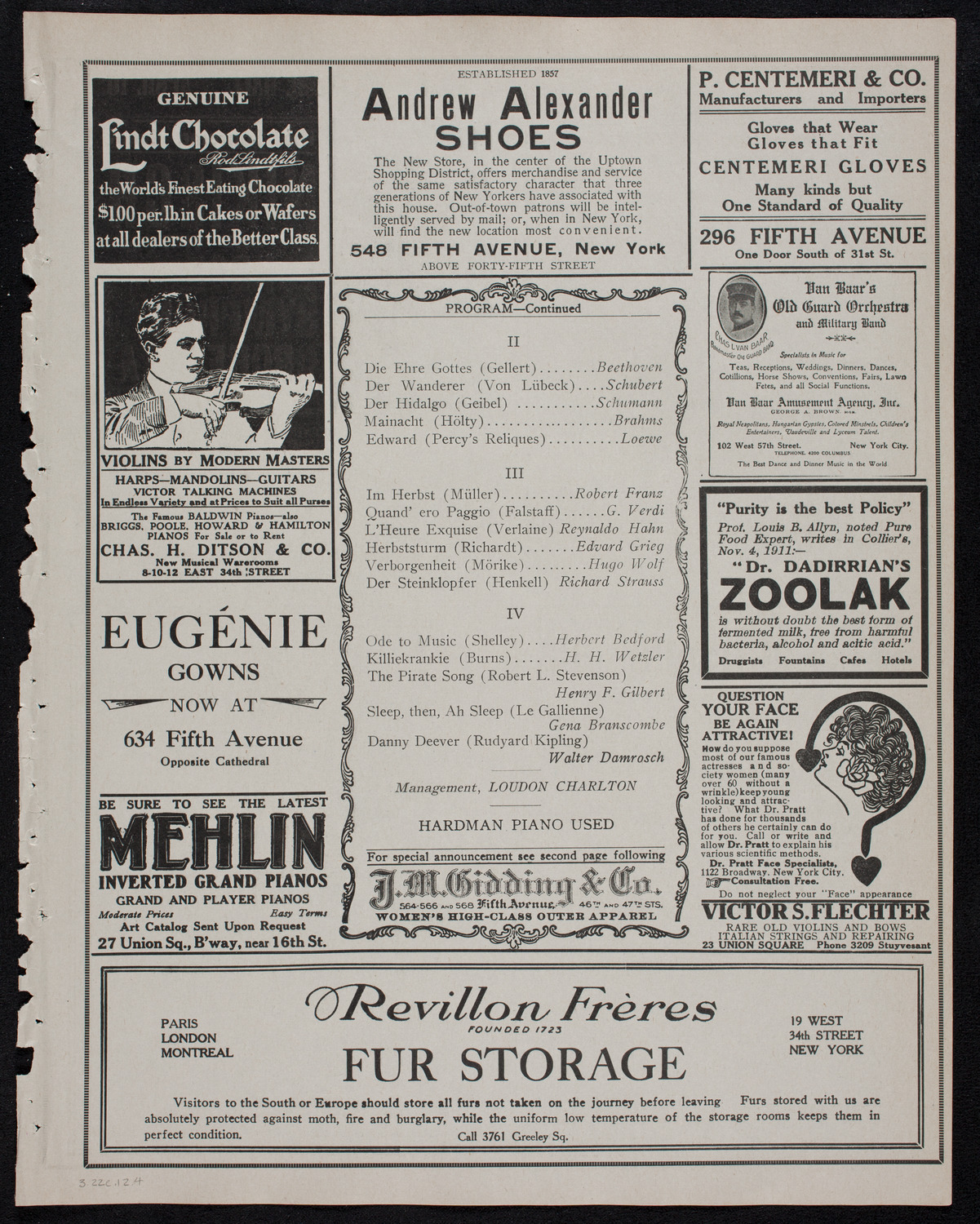 David Bispham, Baritone, March 22, 1912, program page 7