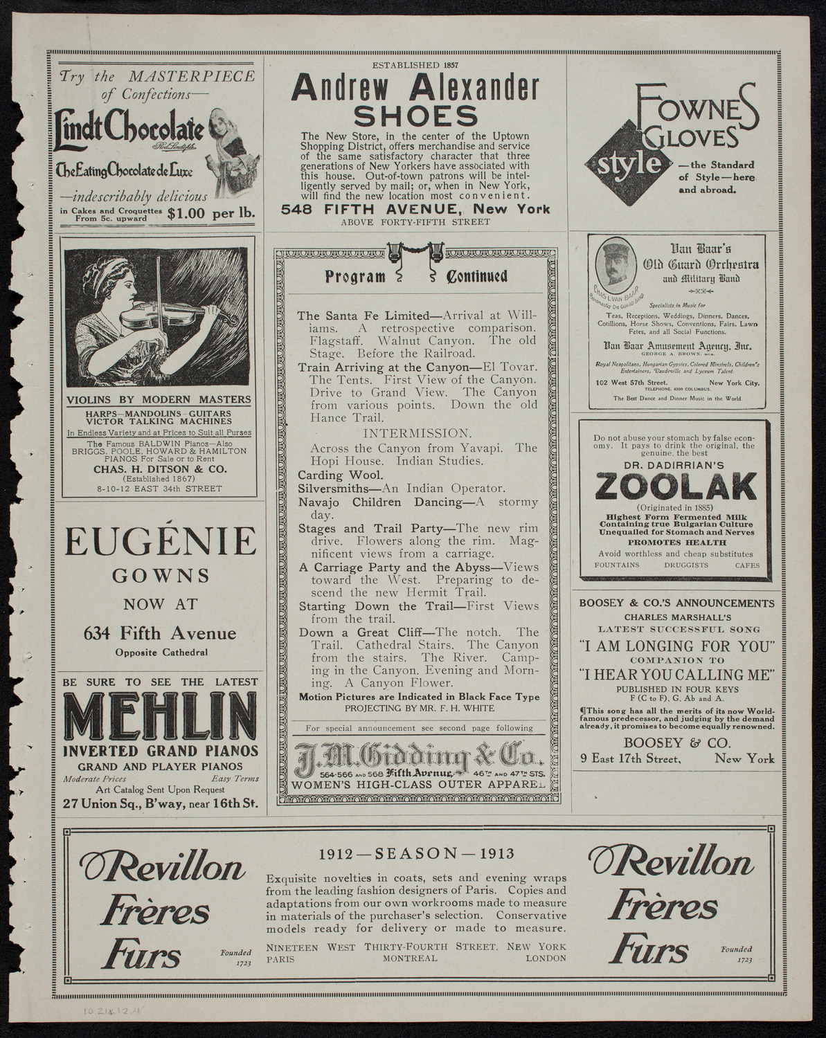 Elmendorf Lecture: The Grand Canyon, October 21, 1912, program page 7