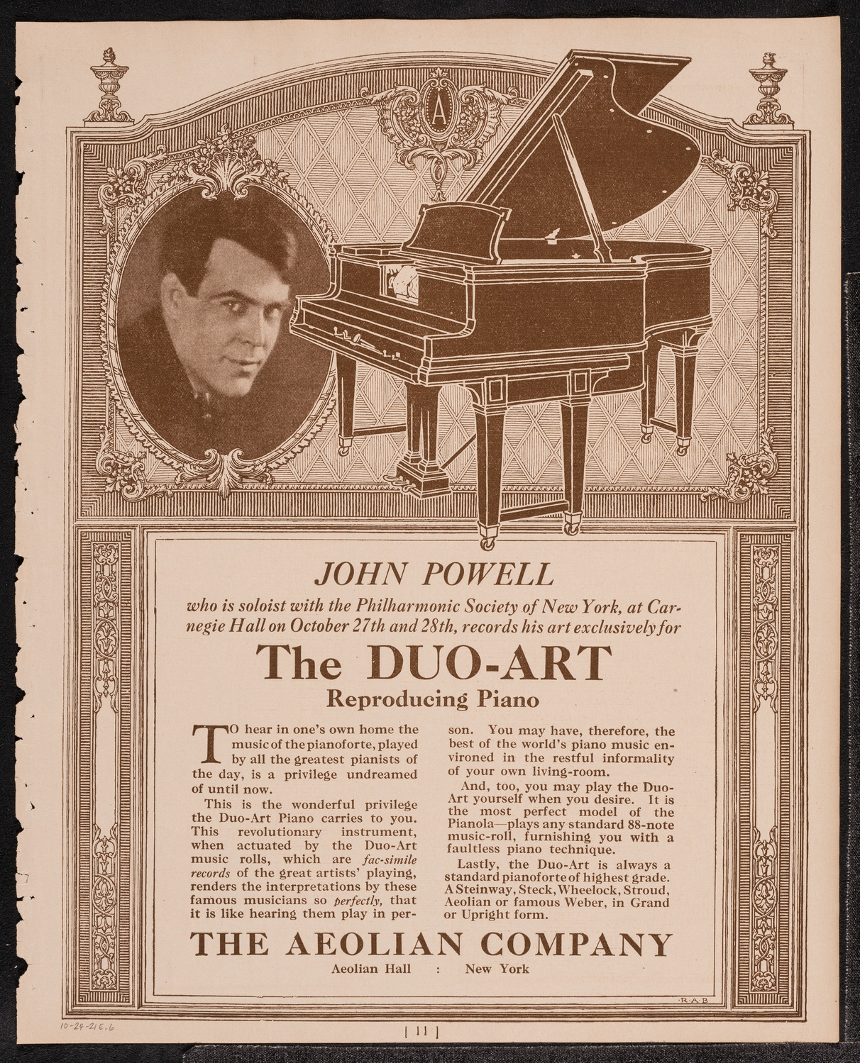 Anna Pinto, Assisted by Distinguished Artists, October 24, 1921, program page 11