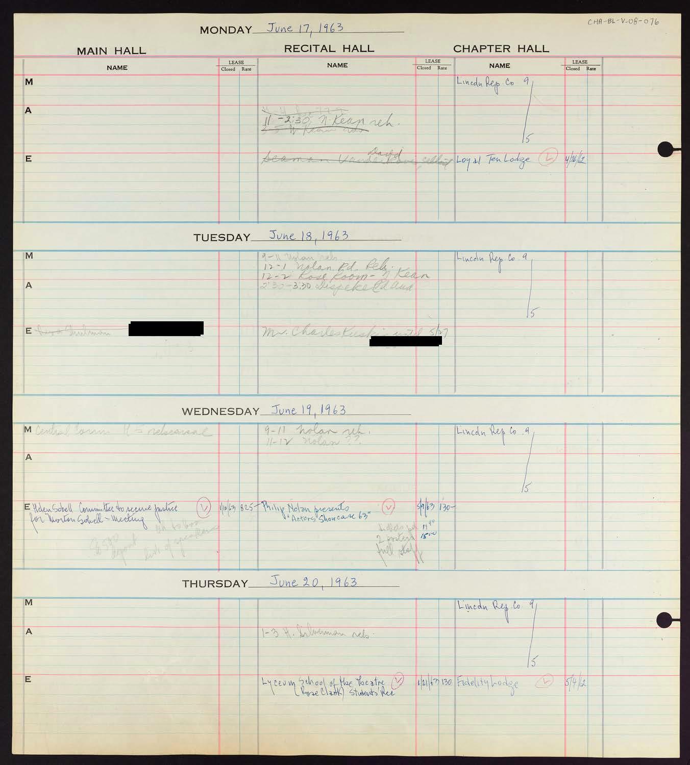 Carnegie Hall Booking Ledger, volume 8, page 76