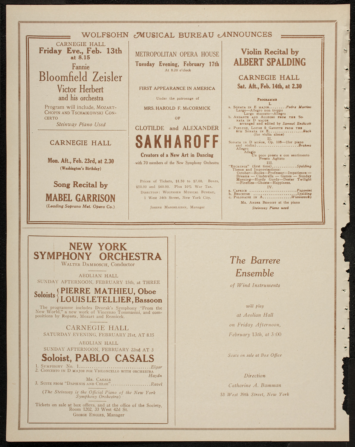 New York Symphony Orchestra, February 12, 1920, program page 8