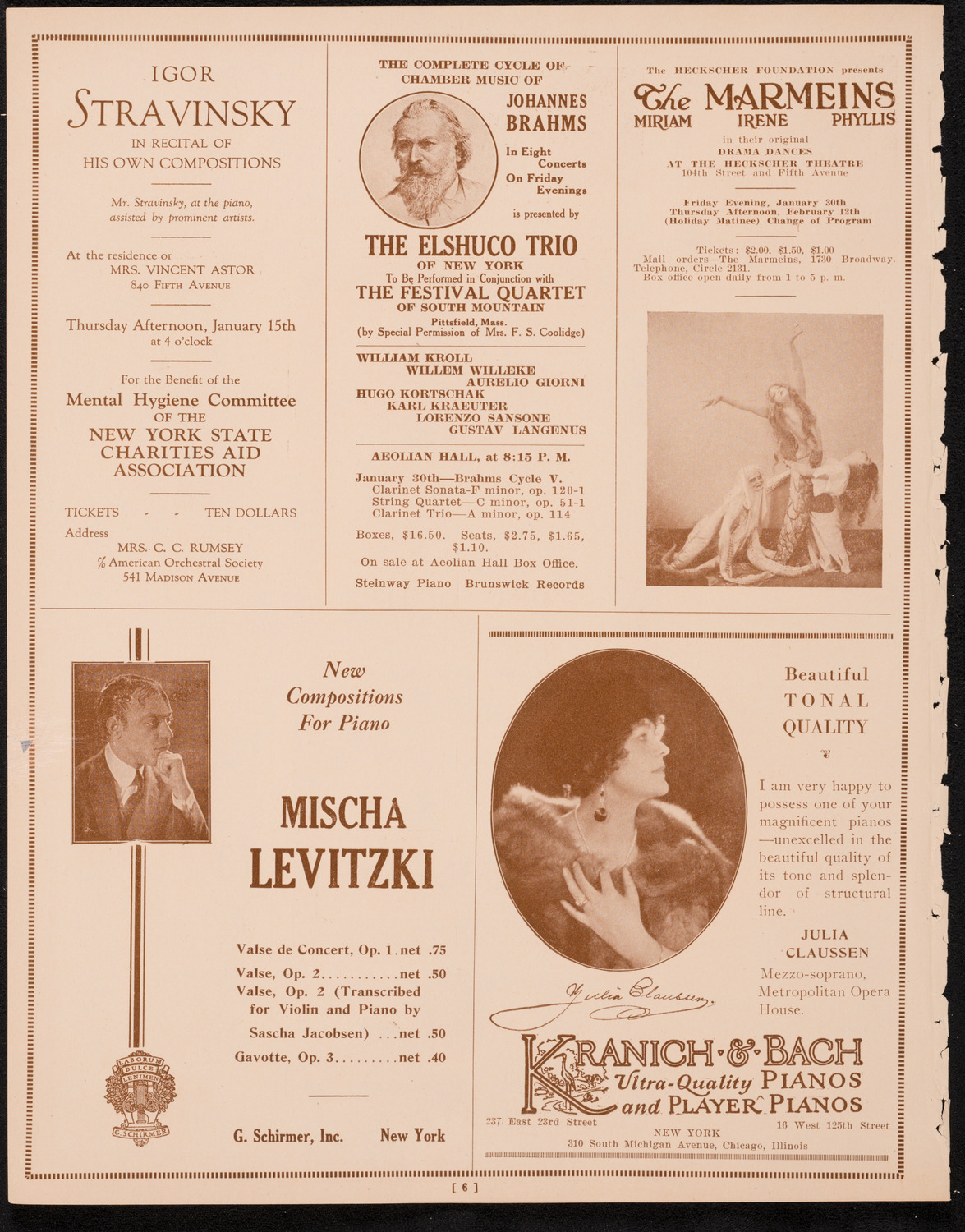 Arno Segall, Violin, January 14, 1925, program page 6