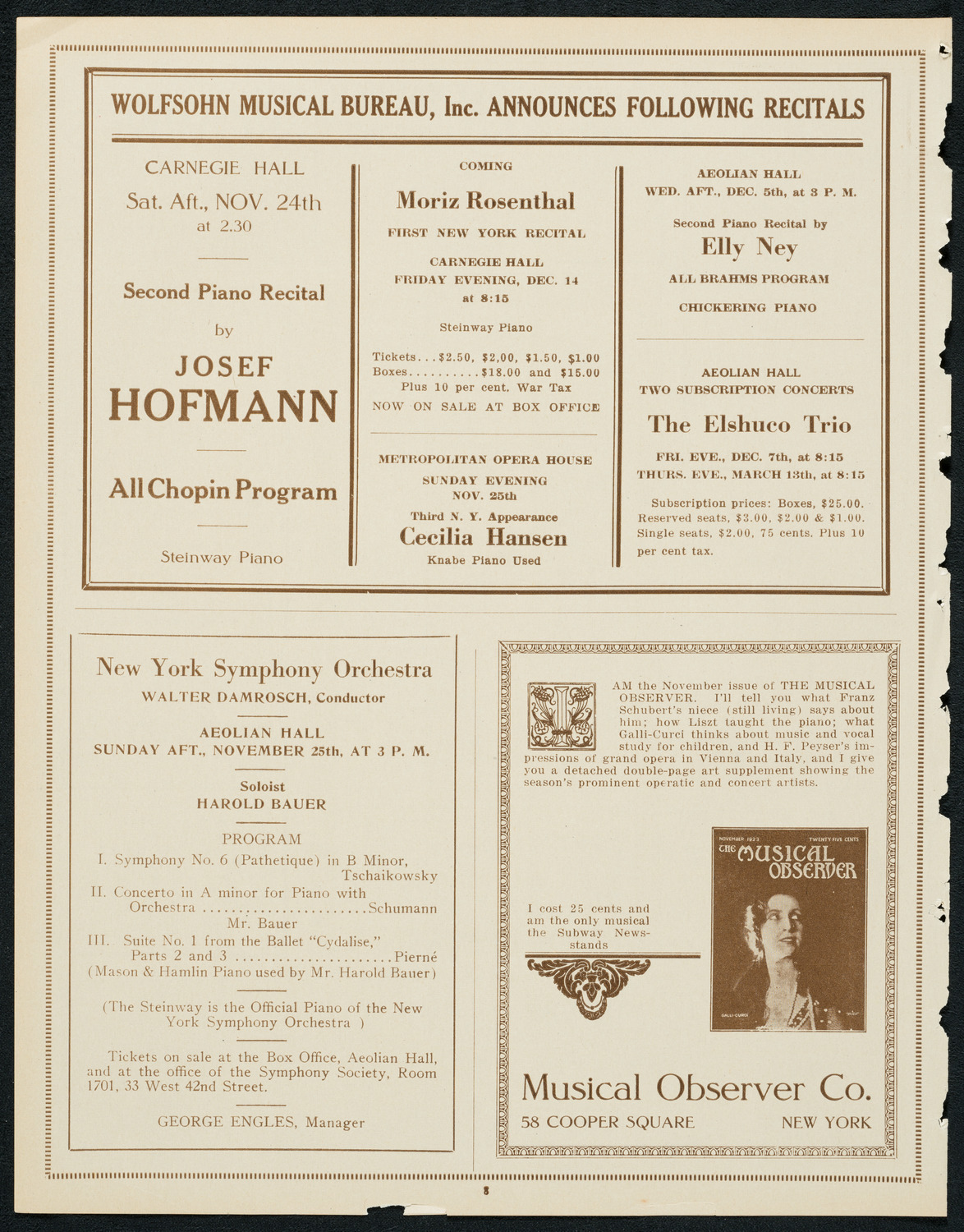 New York Symphony Orchestra: Beethoven Cycle, November 22, 1923, program page 8
