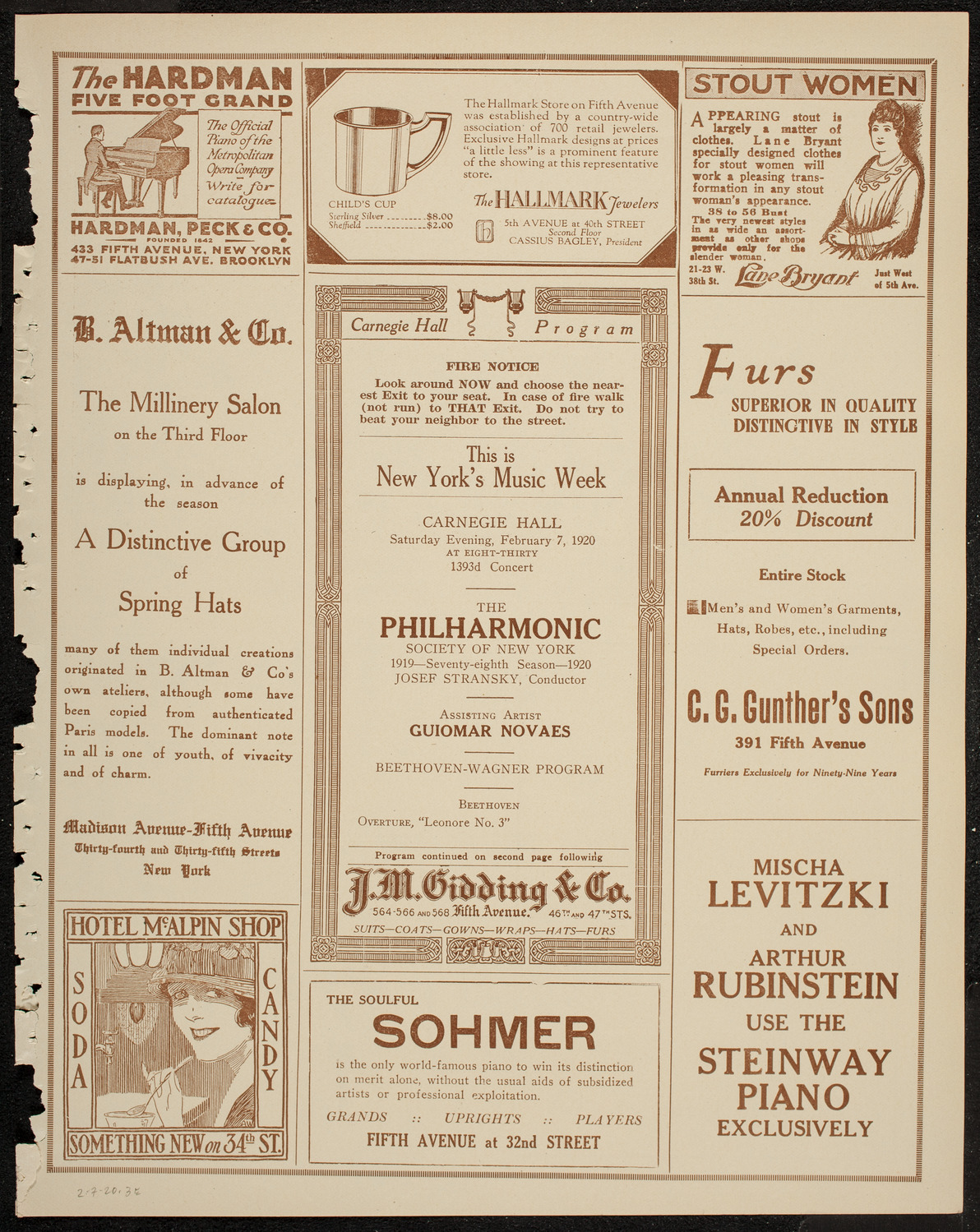 New York Philharmonic, February 7, 1920, program page 5