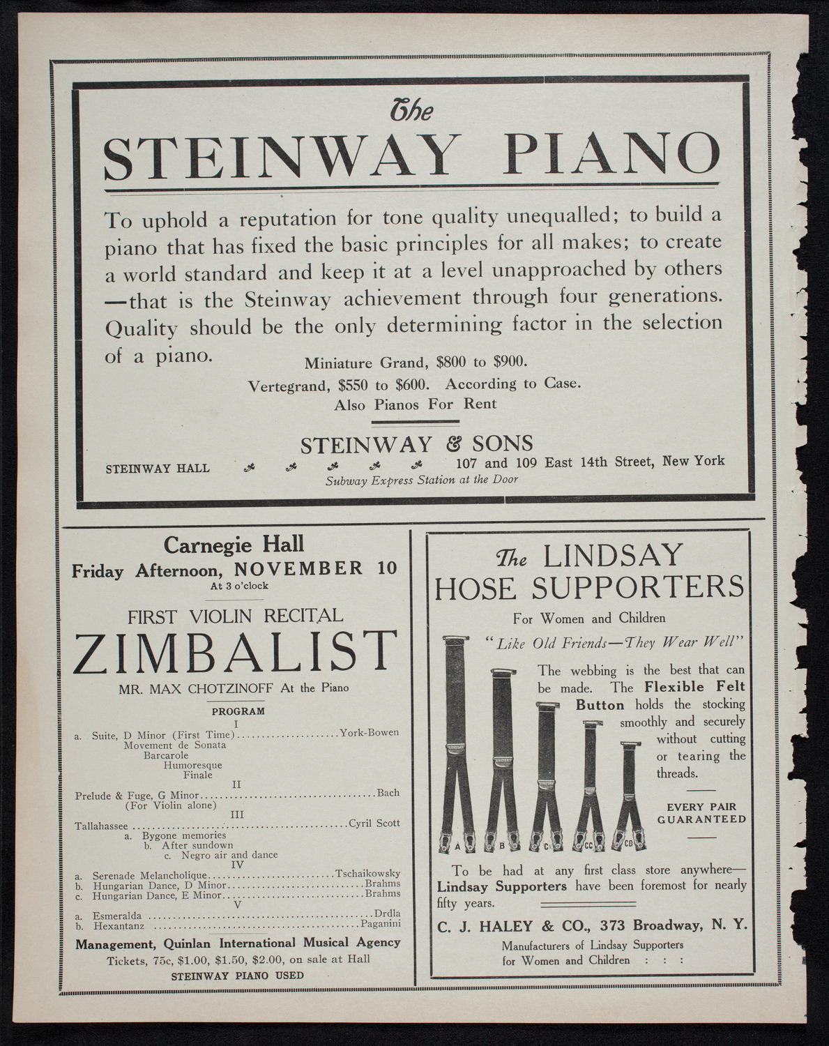 Alma Gluck, Soprano, November 9, 1911, program page 4