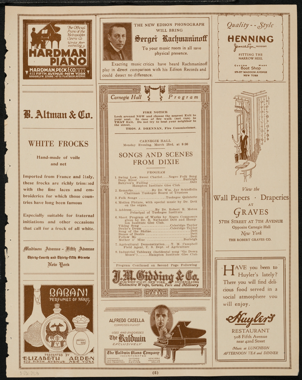 Tuskegee-Hampton Benefit Concert: Songs and Scenes from Dixie, March 23, 1925, program page 5