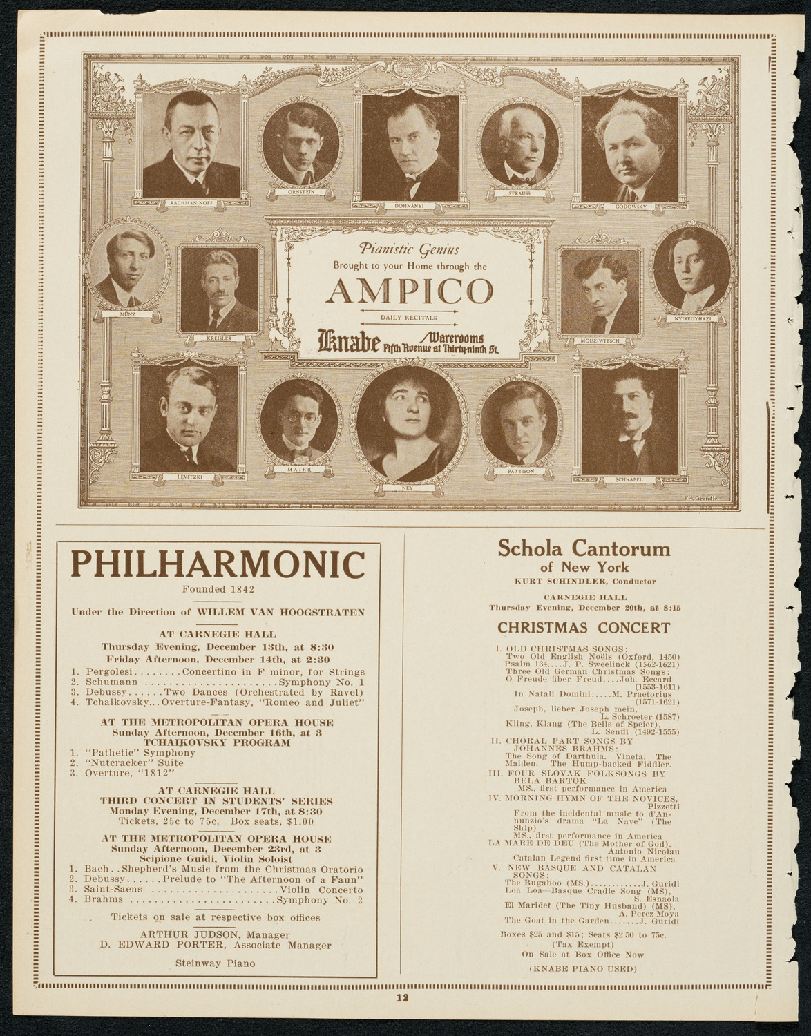 New York Philharmonic, December 9, 1923, program page 12