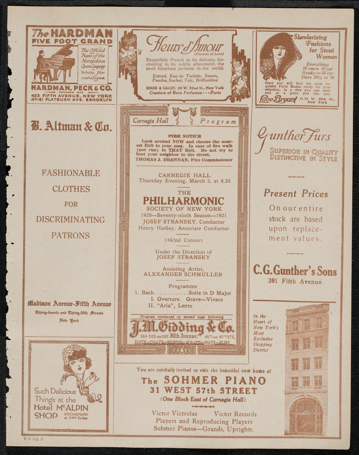 New York Philharmonic, March 3, 1921, program page 5