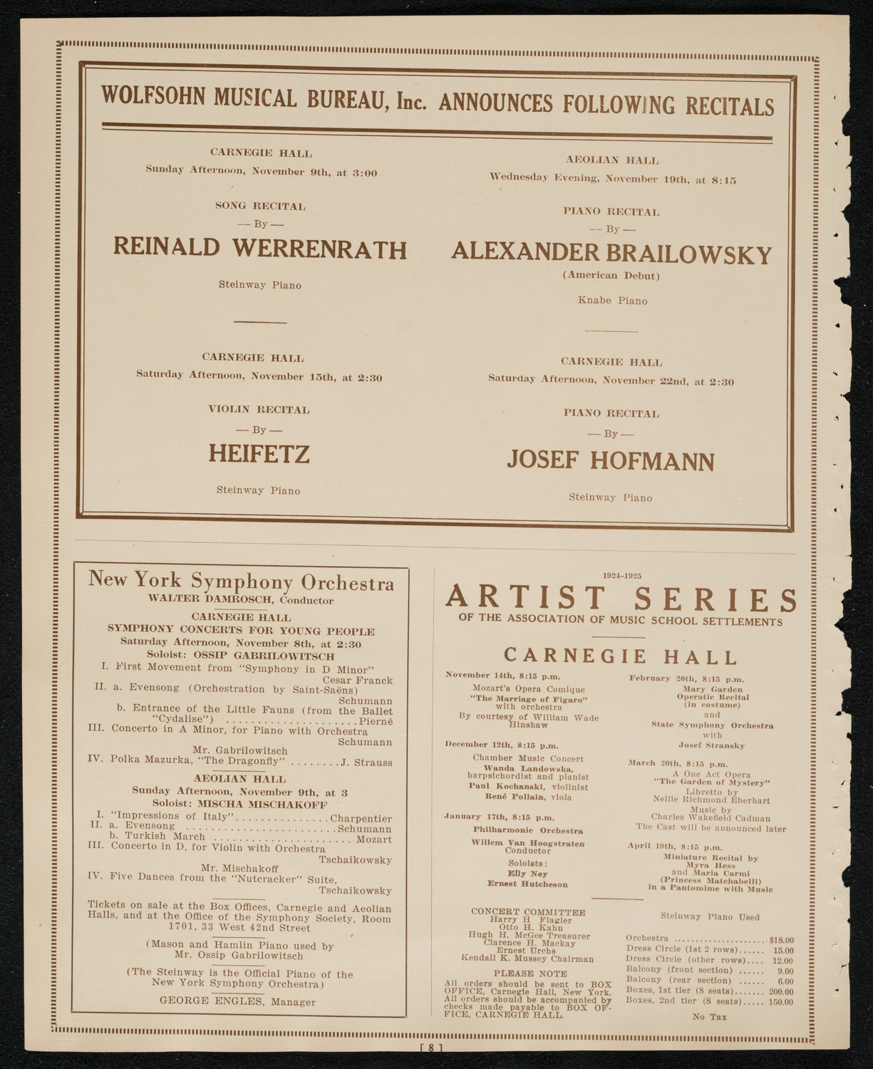 Philadelphia Orchestra, November 4, 1924, program page 8