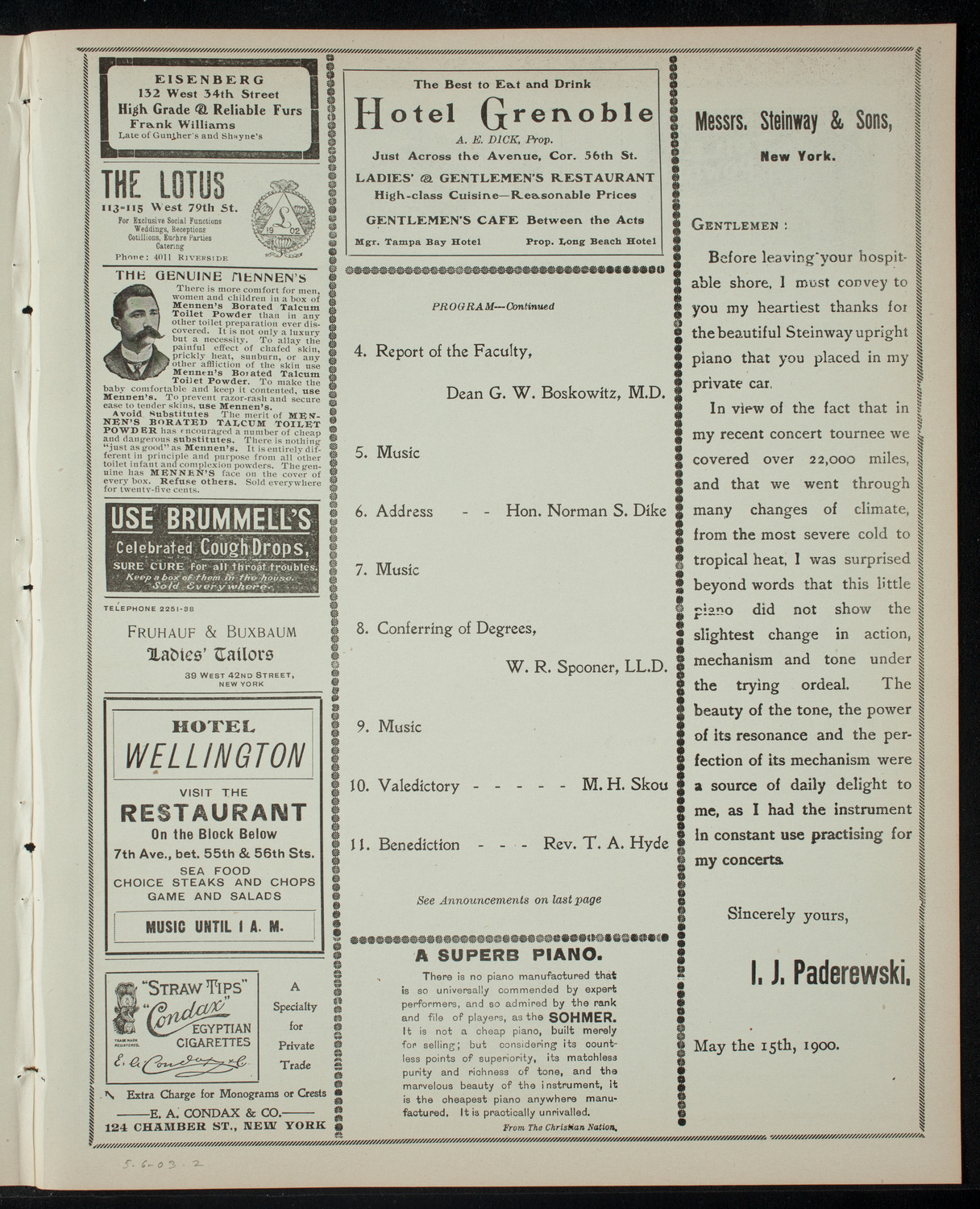 Graduation: Eclectic Medical College, May 6, 1903, program page 3