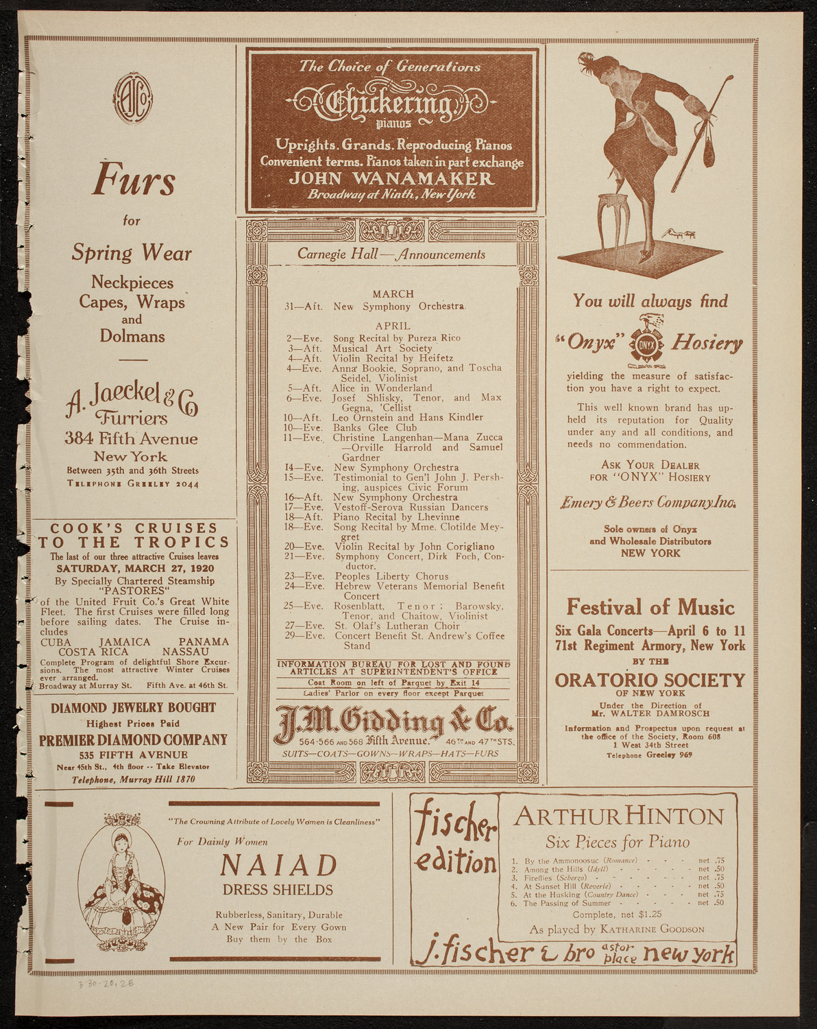 New Symphony Orchestra, March 30, 1920, program page 3