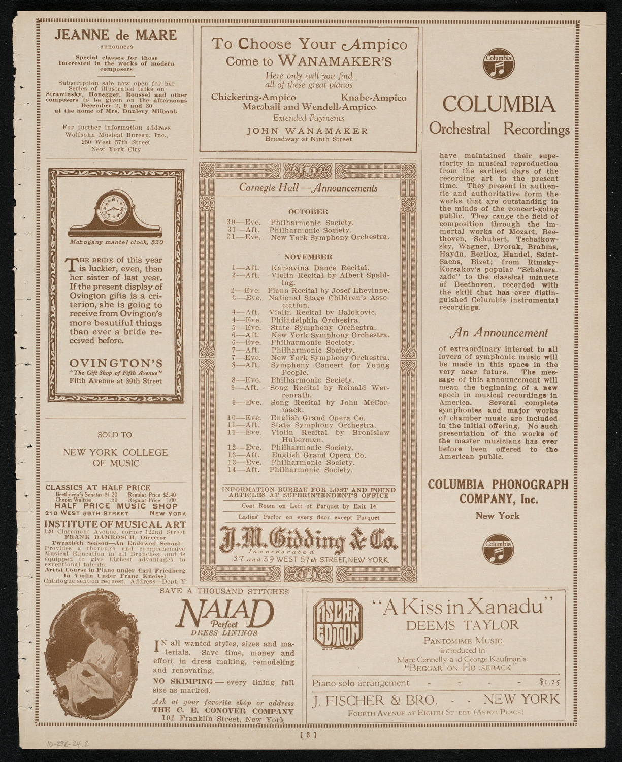 New York Philharmonic Students' Concert, October 29, 1924, program page 3