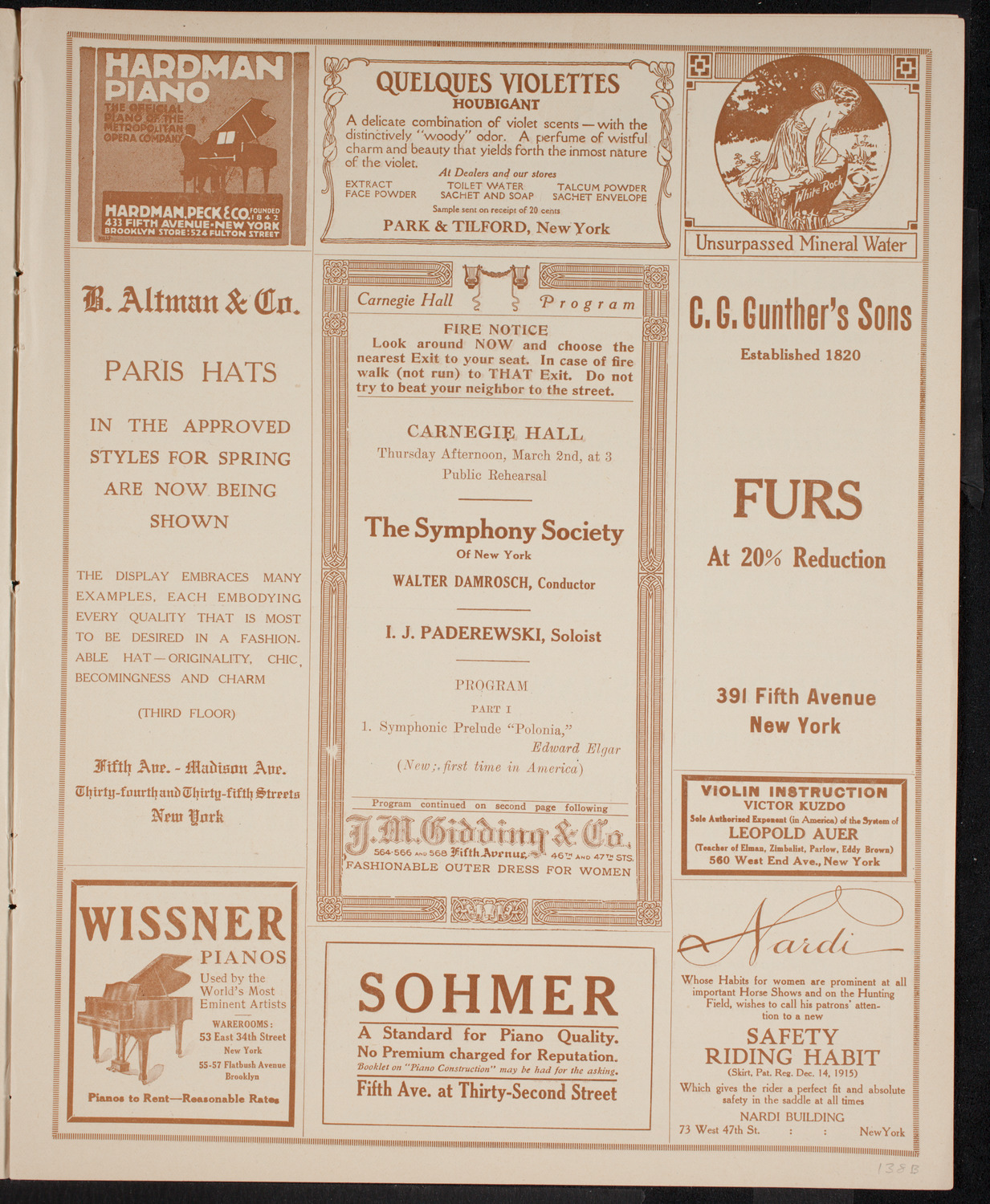 New York Symphony Orchestra, March 2, 1916, program page 5