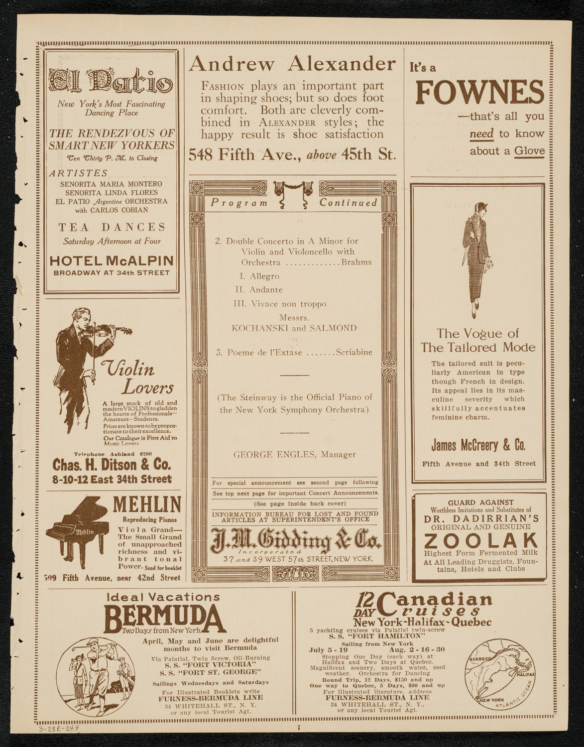 New York Symphony Orchestra, March 28, 1924, program page 7