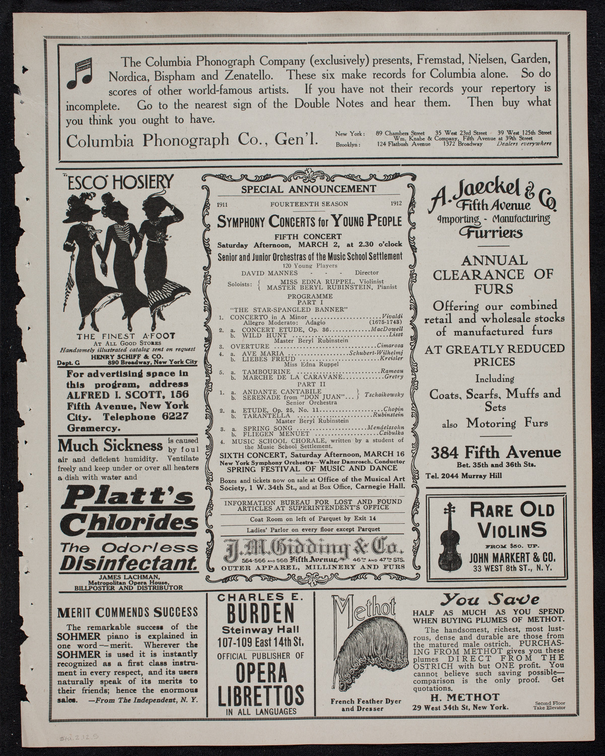 Boston Symphony Orchestra, February 24, 1912, program page 9