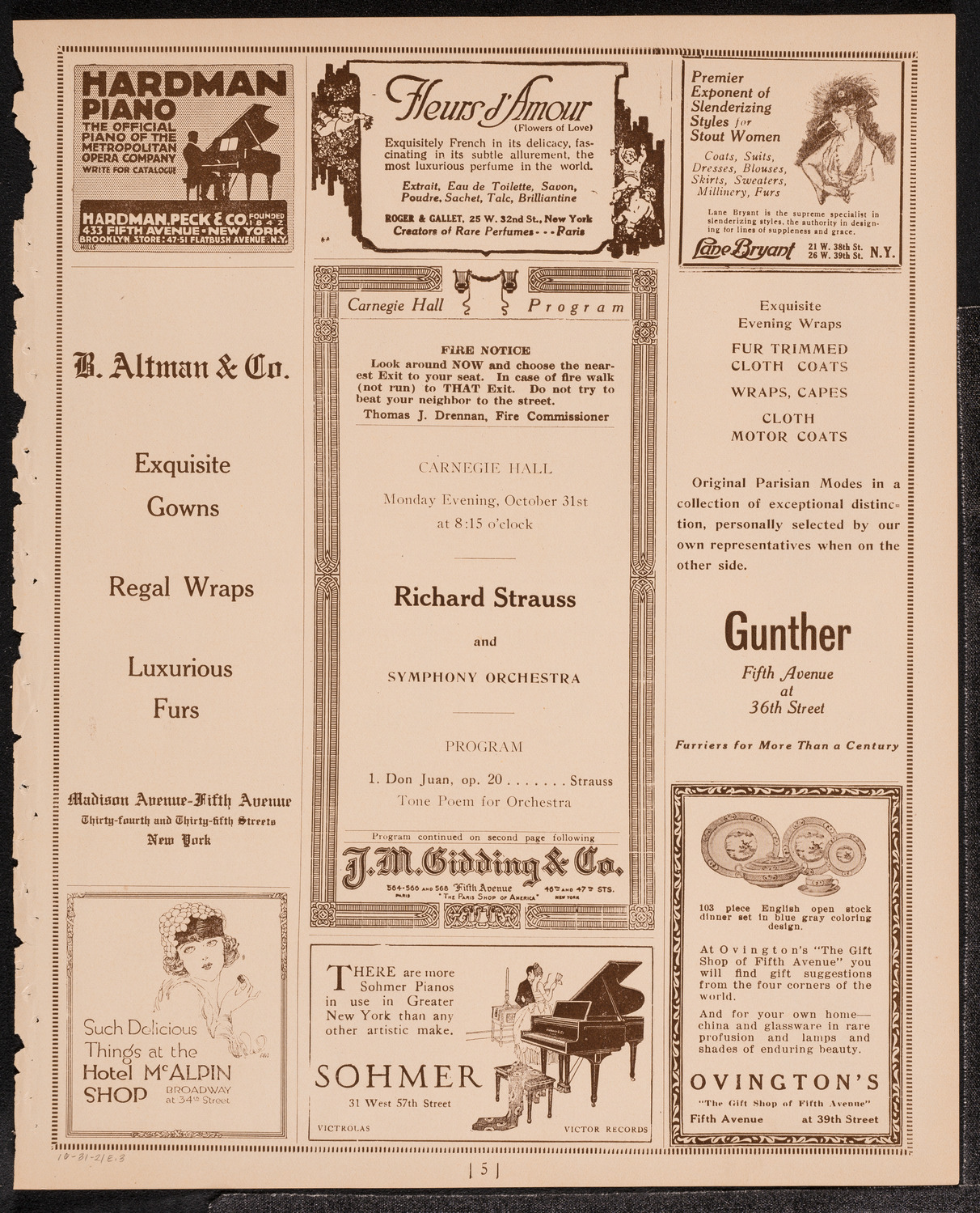 Richard Strauss with Philadelphia Orchestra, October 31, 1921, program page 5