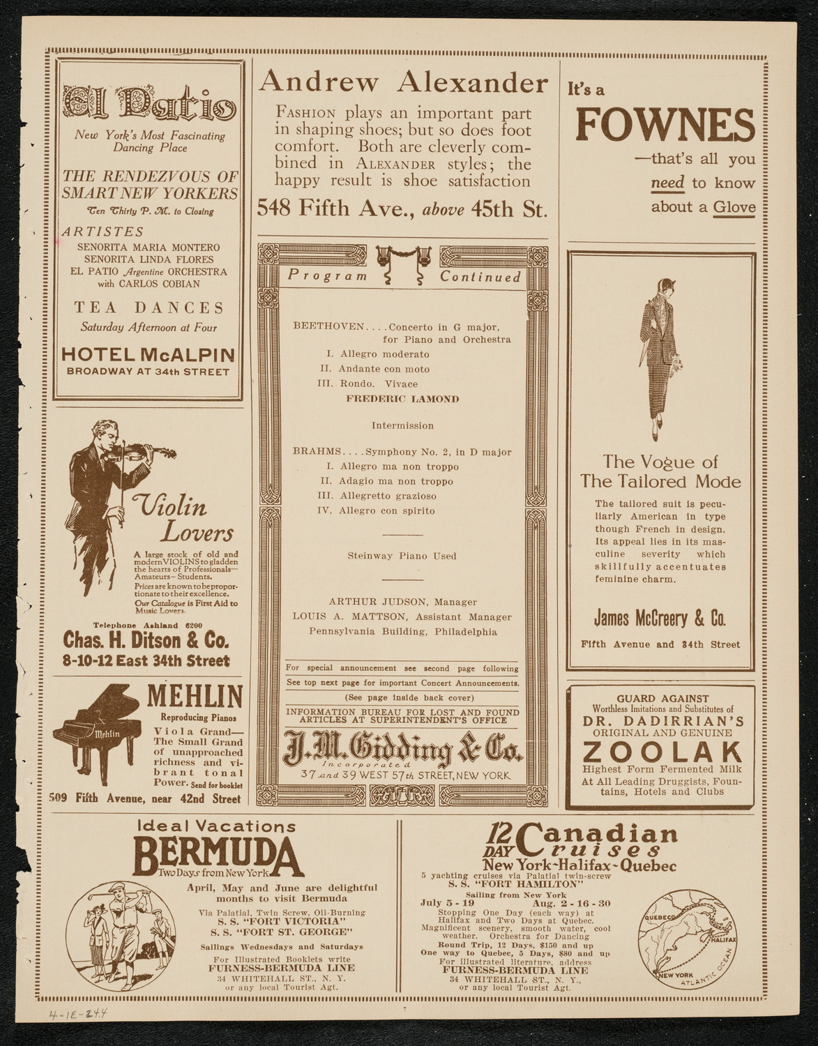 Philadelphia Orchestra, April 1, 1924, program page 7