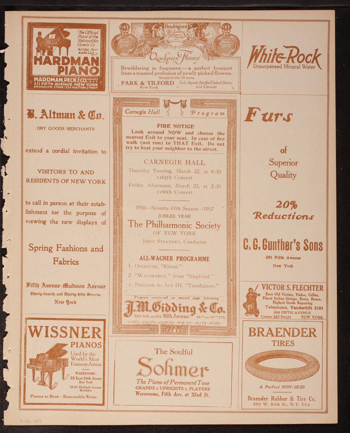 New York Philharmonic, March 22, 1917, program page 5