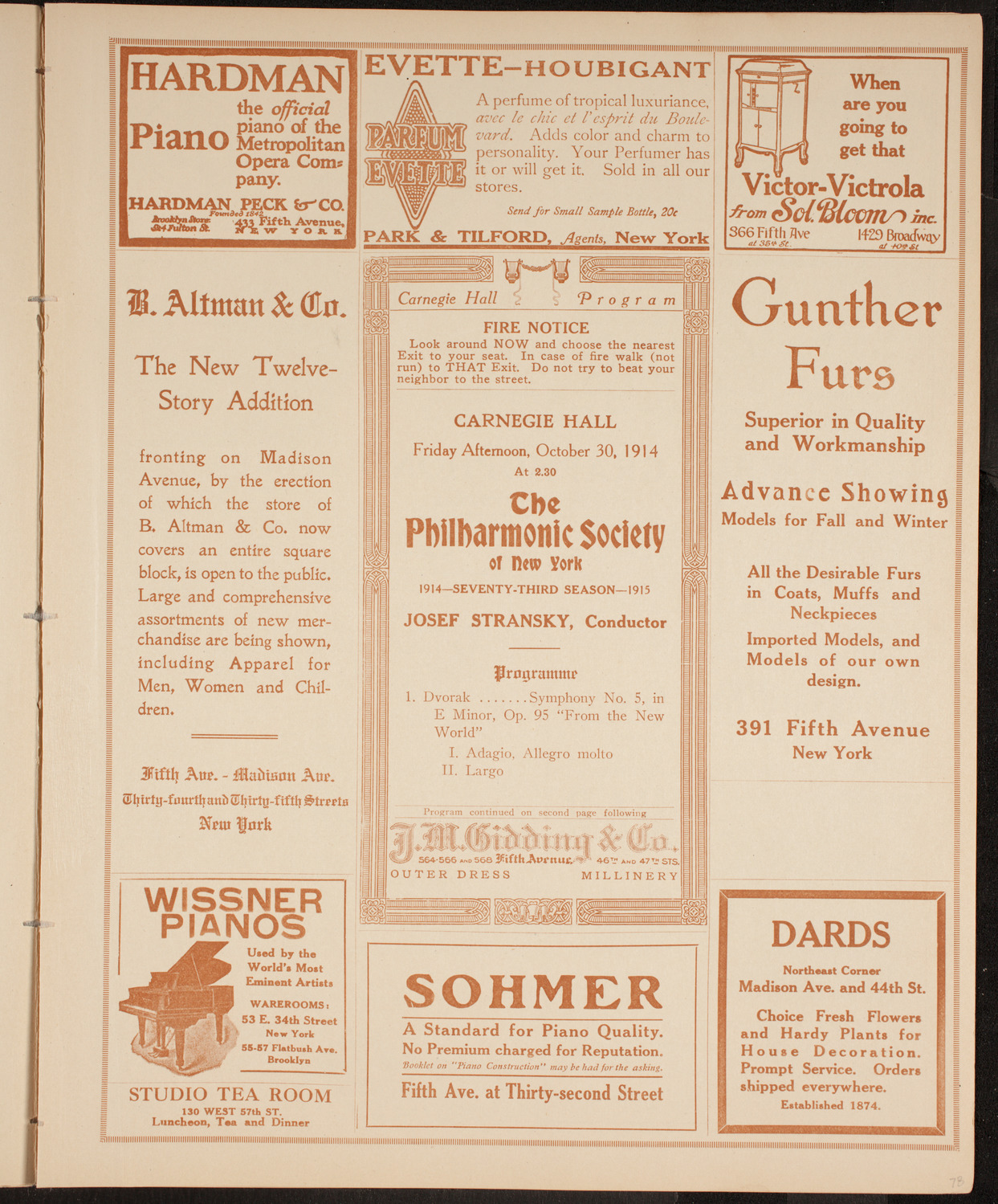 New York Philharmonic, October 30, 1914, program page 5