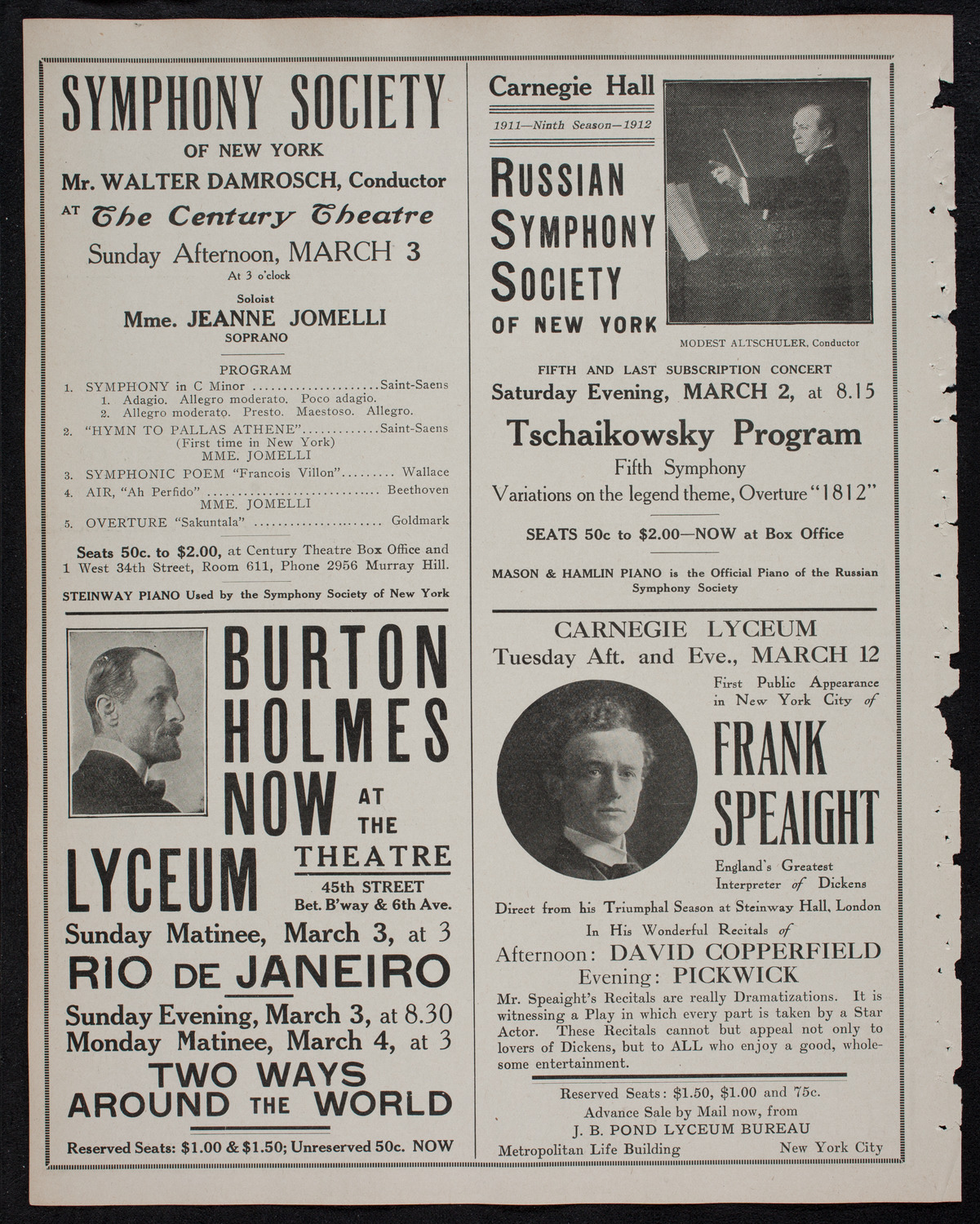 New York Philharmonic, March 1, 1912, program page 10