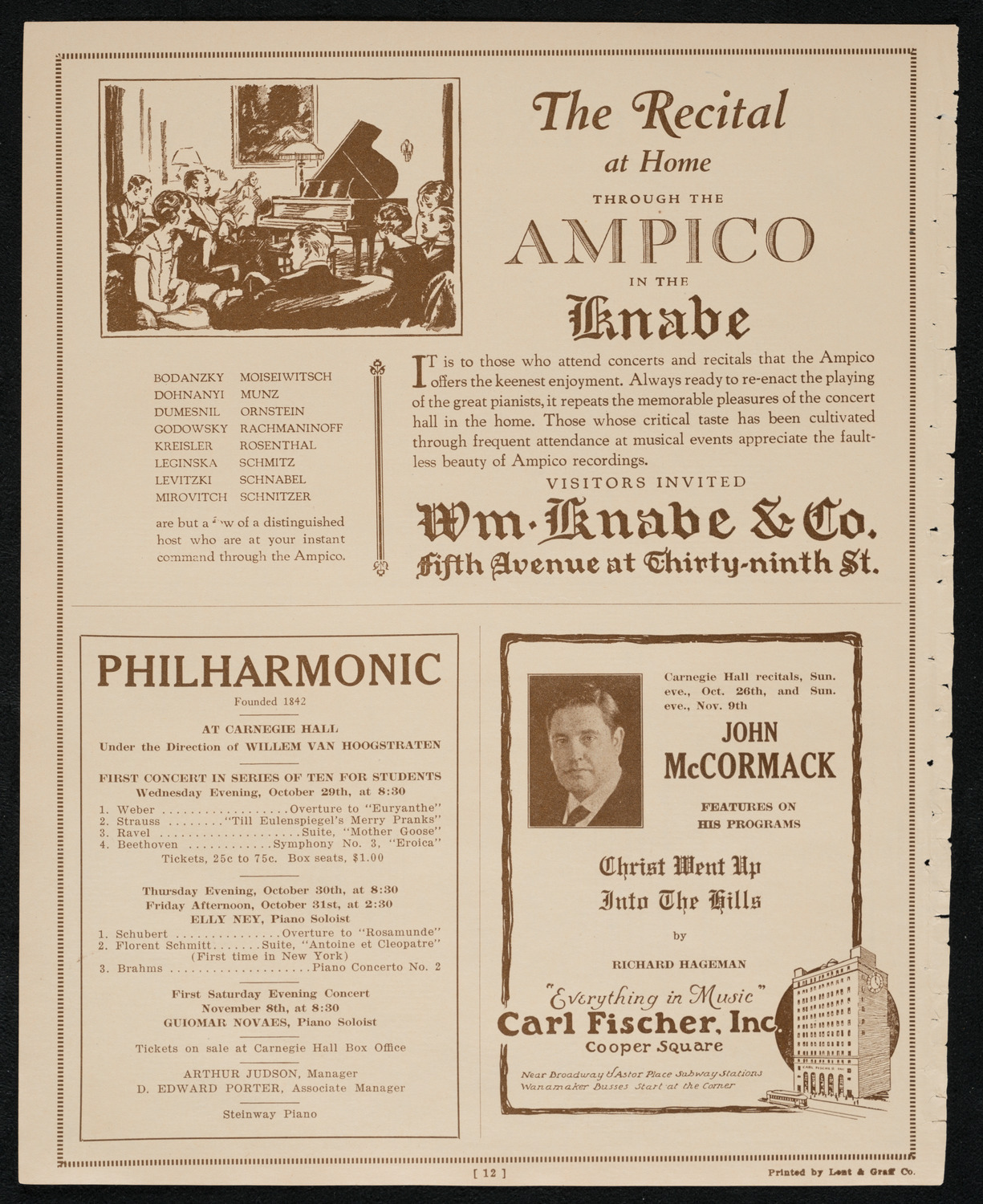 John McCormack, Tenor, October 26, 1924, program page 12