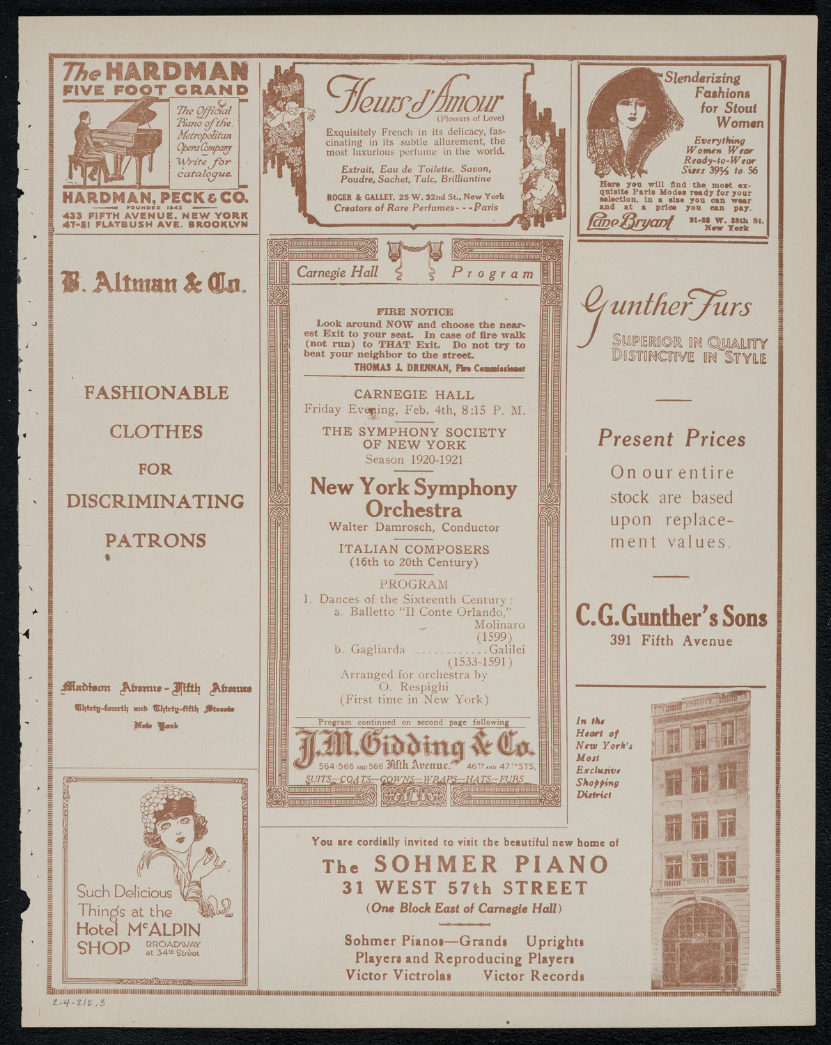 New York Symphony Orchestra, February 4, 1921, program page 5