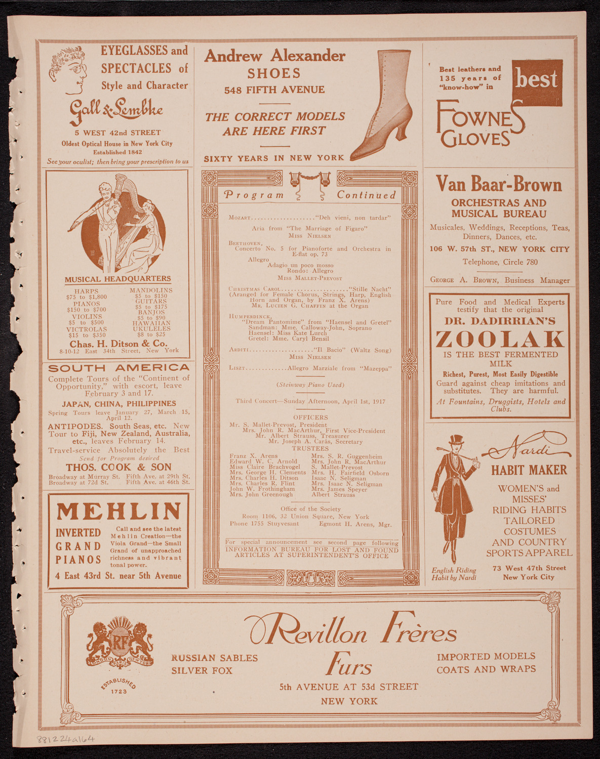 People's Symphony Concert, December 24, 1916, program page 7